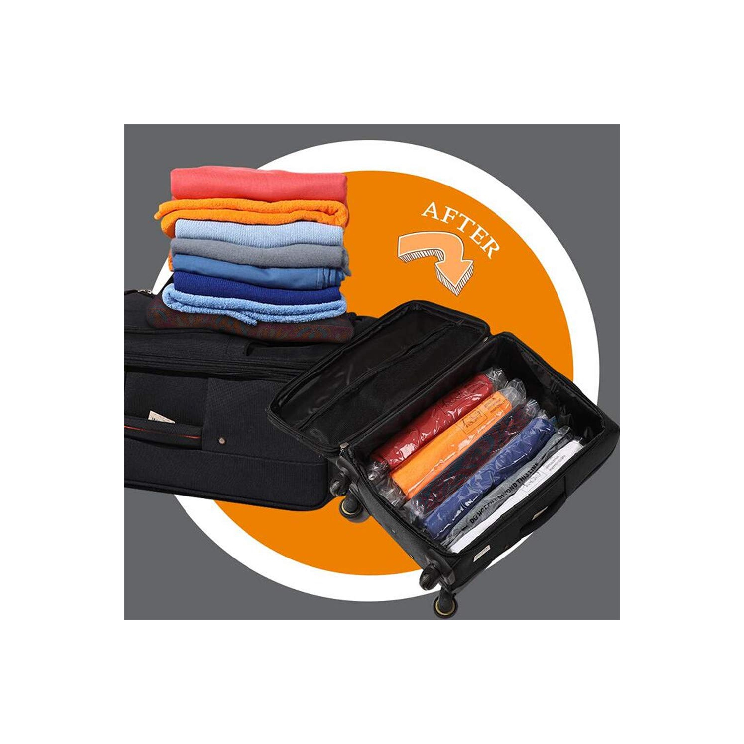 Bags -Pack of 16 Bags. Roll-Up Compression Storage, No Vacuum Pump Needed, Save 75% Luggage Space, Perfect for Travel/Camping/Home Storage