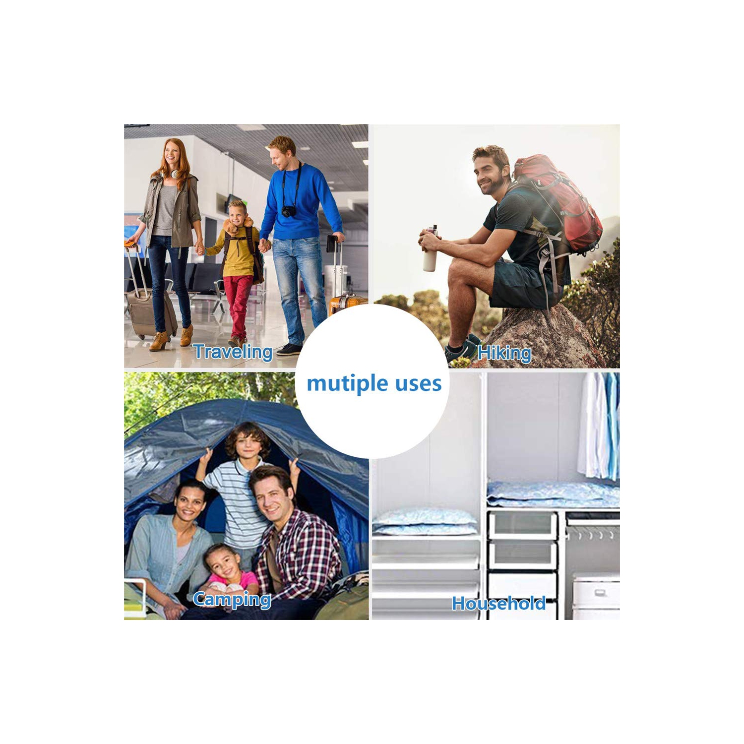 Bags -Pack of 16 Bags. Roll-Up Compression Storage, No Vacuum Pump Needed, Save 75% Luggage Space, Perfect for Travel/Camping/Home Storage