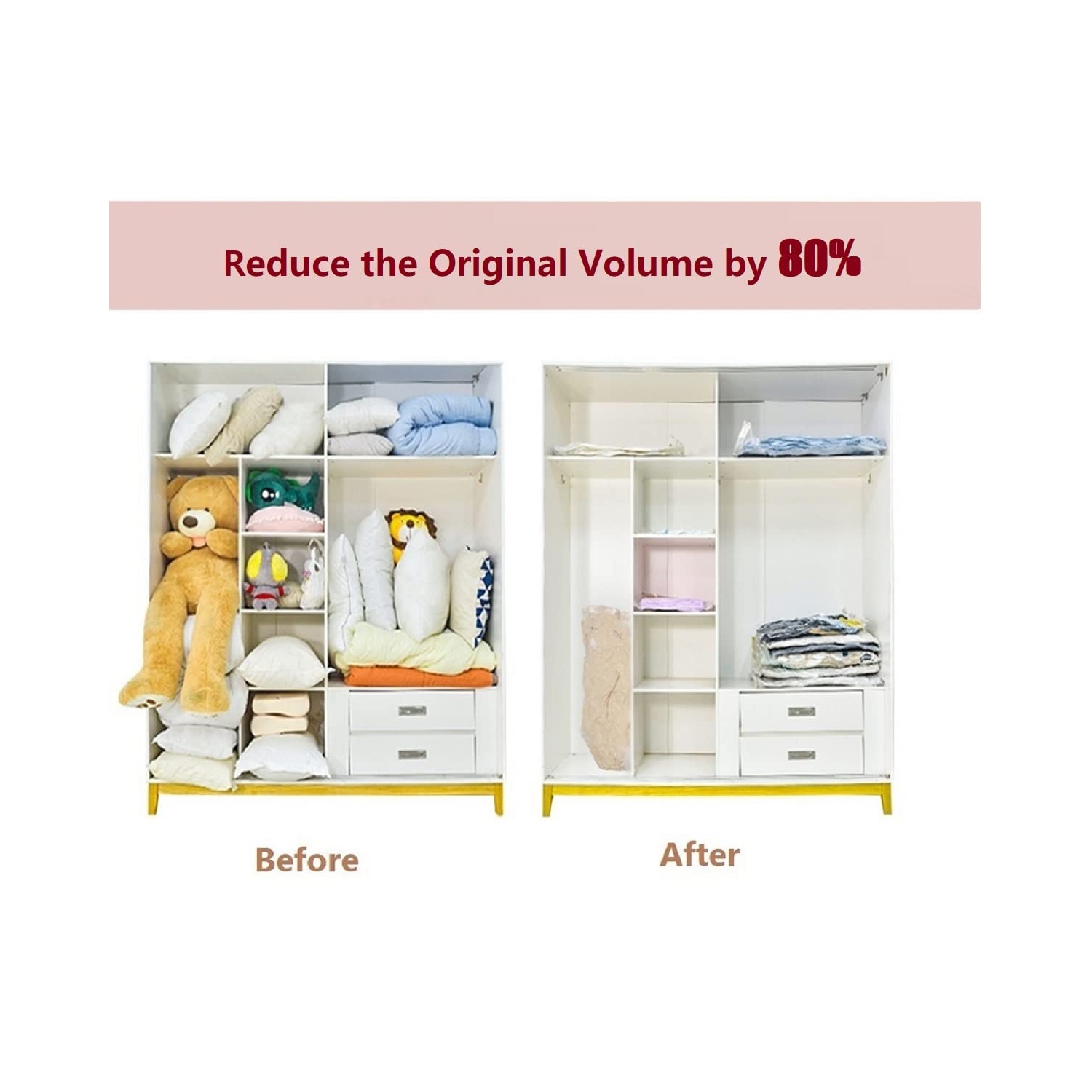 Vacuum Storage Bags 10-PACK for Travel Packing Space Saver Bags for Comforters Blankets and Pillows Sealler Bags Hand Pump Included(S*2+M*3+L*3+J*2)