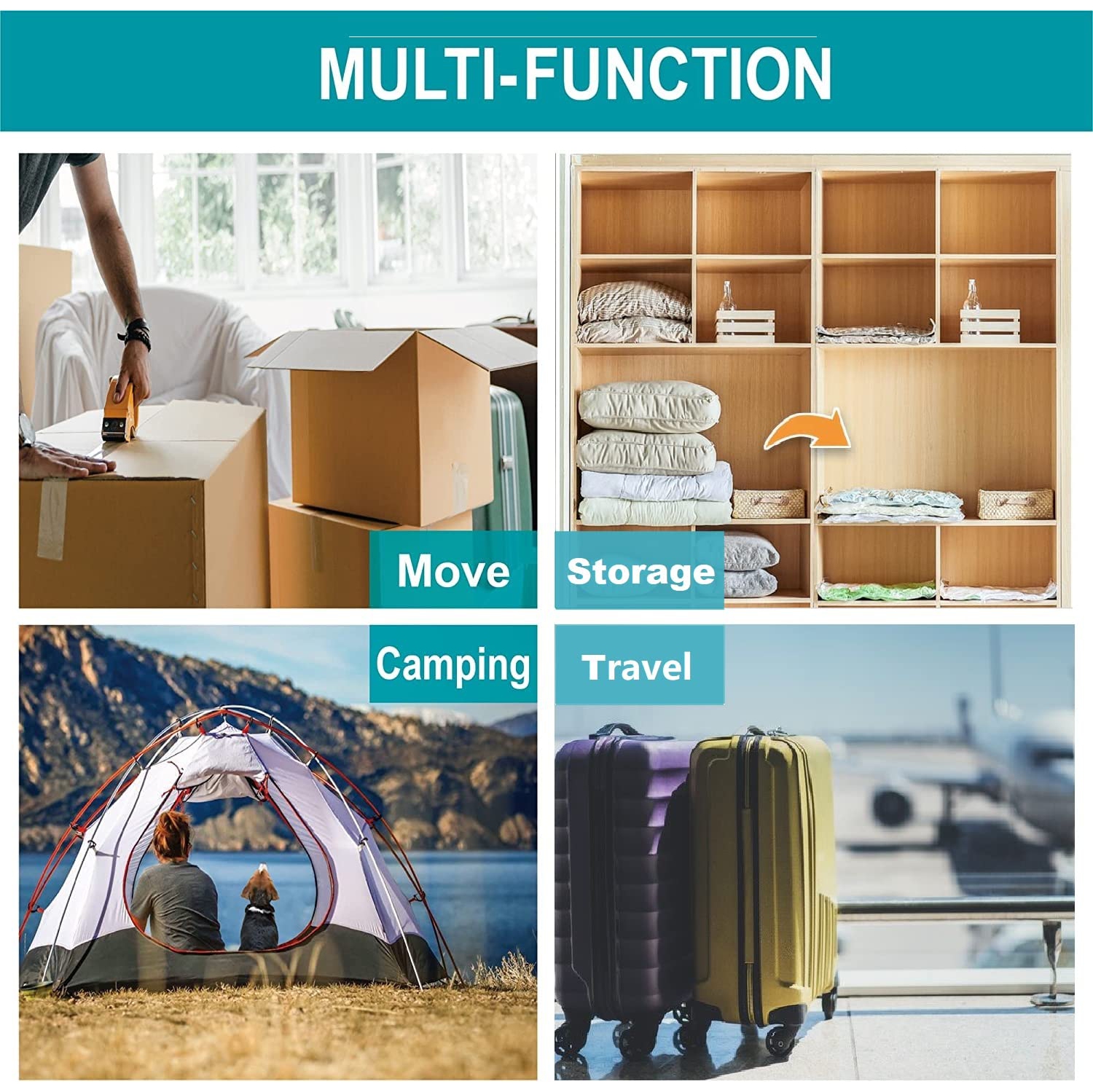 Vacuum Storage Bags 10-PACK for Travel Packing Space Saver Bags for Comforters Blankets and Pillows Sealler Bags Hand Pump Included(S*2+M*3+L*3+J*2)