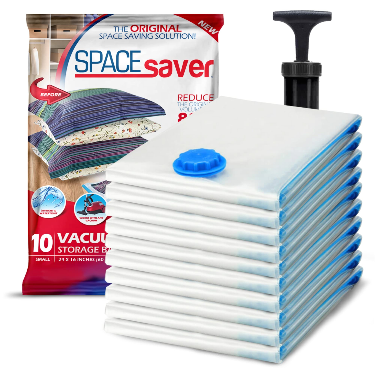 Premium Vacuum Storage Bags. 80% More Storage! Hand-Pump for Travel! Double-Zip Seal and Triple Seal Valve! Vacuum Sealer Bags for Comforters,