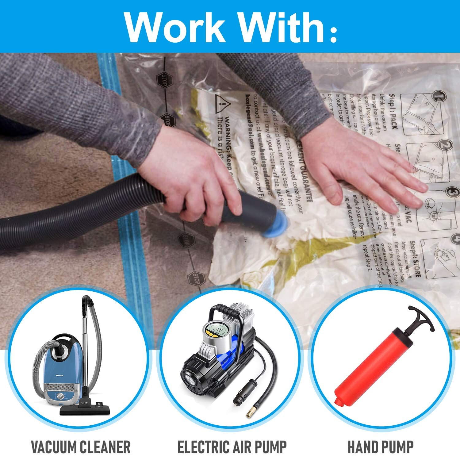 Vacuum Storage Bag 12 Pieces 4 Large 100x80cm + 4 Medium 80x60cm + 4 Small 60x40cm Storage Bags Travel Vacuum Reusable Clothes Bag for Clothes