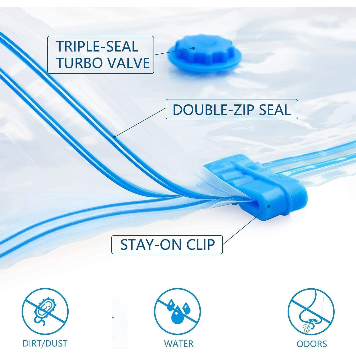 Vacuum Storage Bags for Clothes 6 Pack, Vacuum Sealer Bags Clothing , Space Saver Vacuum Storage Bags for Clothes Storage, Hand Pump Included