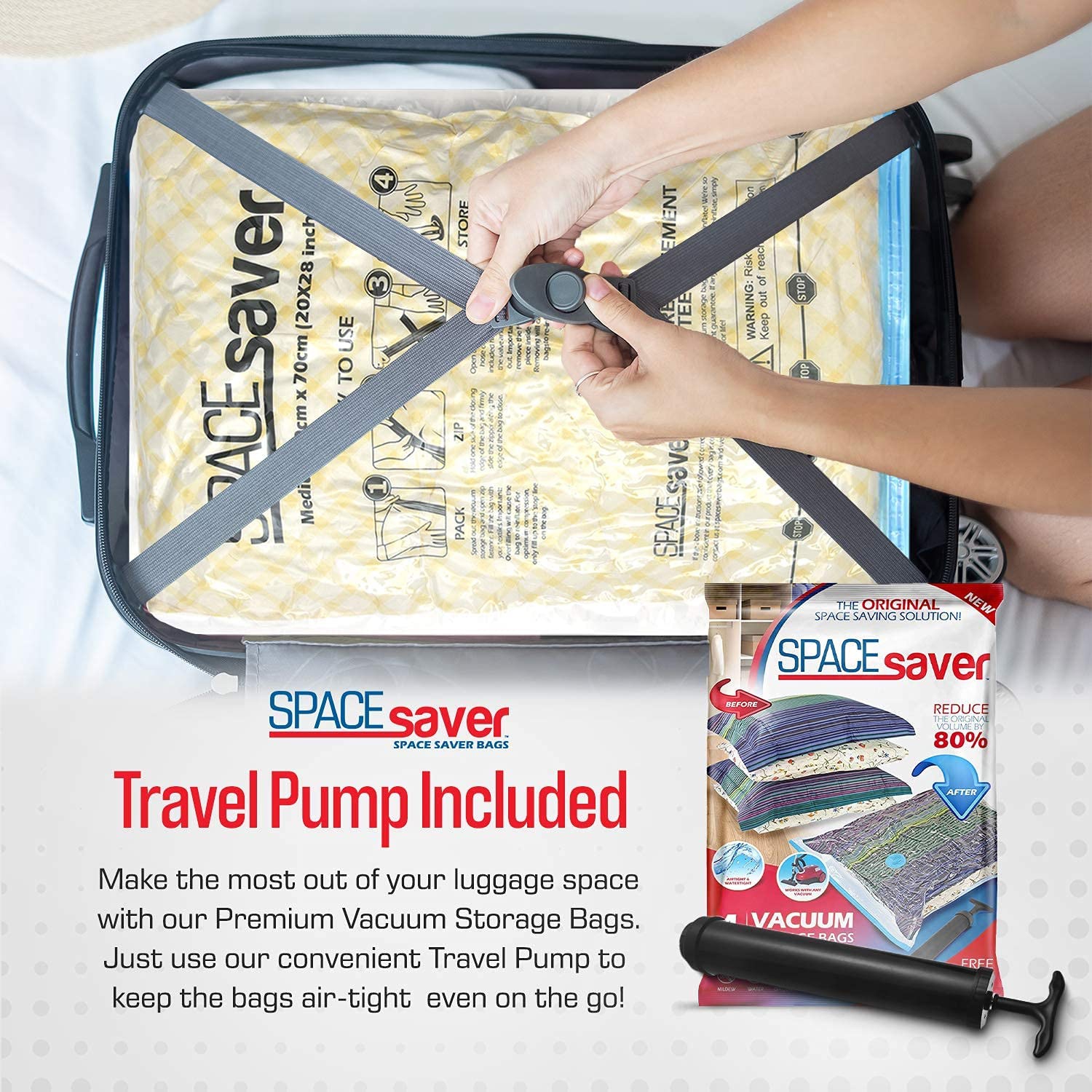 Premium Vacuum Storage Bags. 80% More Storage! Hand-Pump for Travel! Double-Zip Seal and Triple Seal Valve! Vacuum Sealer Bags for Comforters,