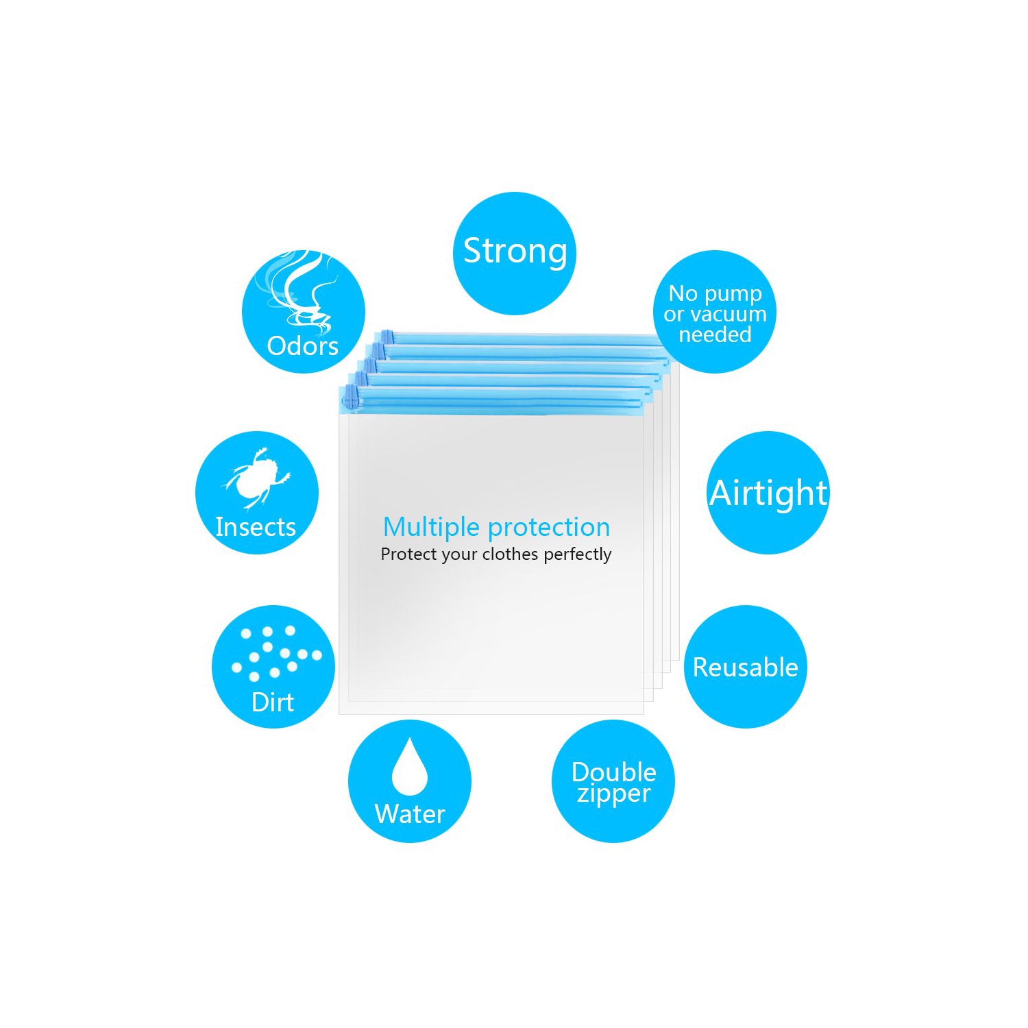 10Pack Travel Space Saver Bags, Reusable Vacuum Travel Storage Bag, Saves 75% of Storage Space, Roll-Up Compression, No Need for Vacuum Machine Or