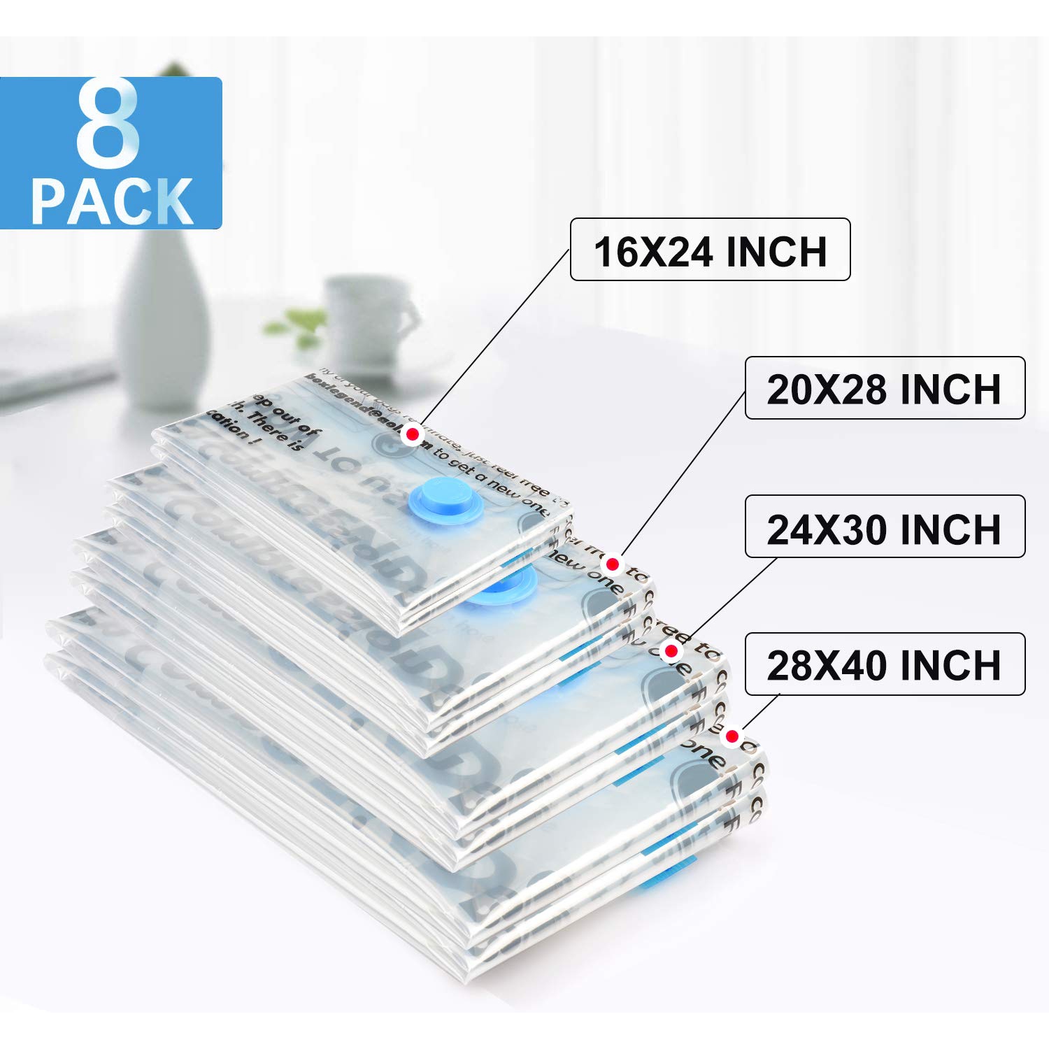 Sacs de rangement de qualité supérieure pour aspirateur, type plus épais 8 80 % plus petits sacs pour vêtements, couvertures, oreillers (8 COMBO)