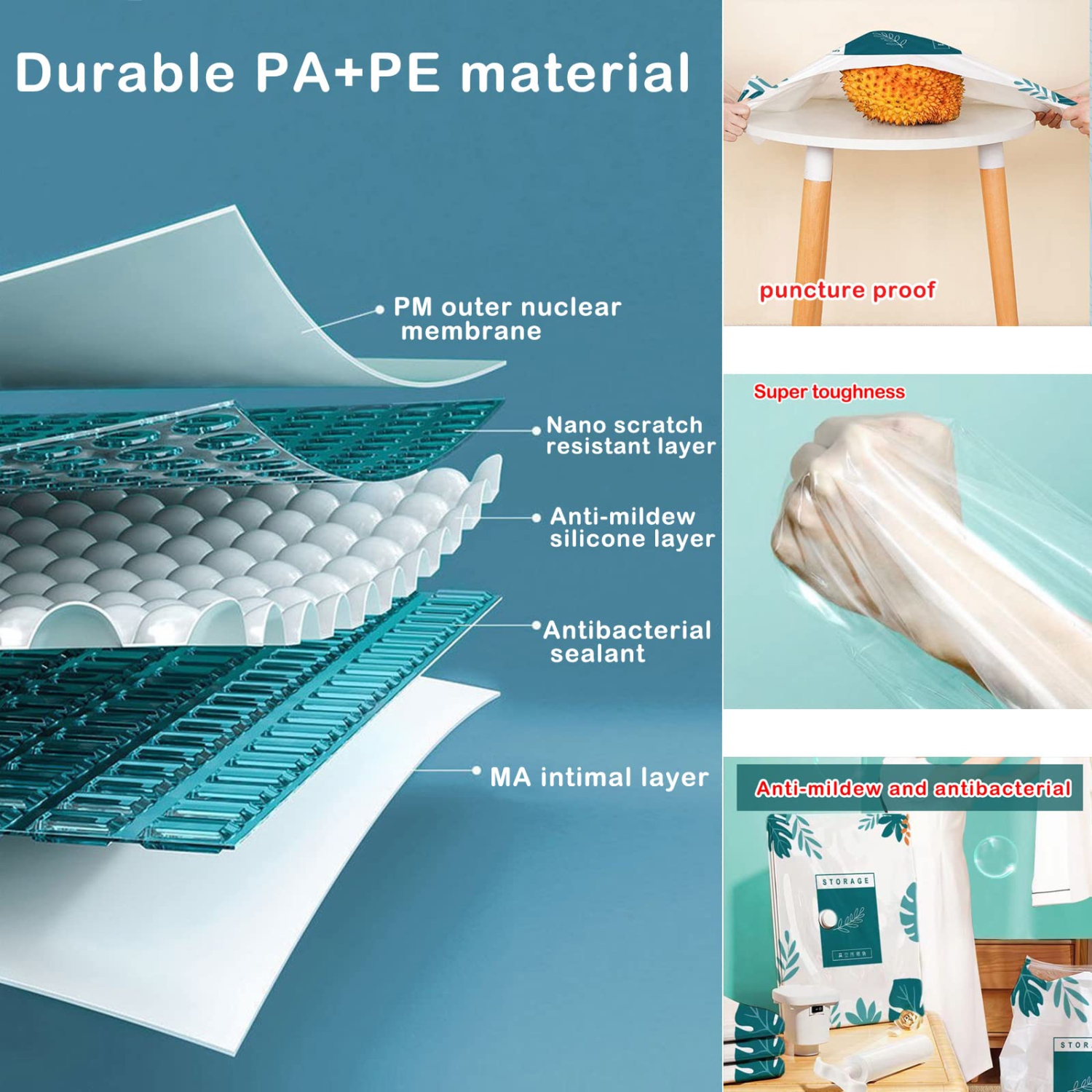 Vacuum Storage Bags Home Clothes Blanket Comforter Space Saver Vacuum Organization and Storage Bag, 6 Pack(2*LMS) with Hand Pump