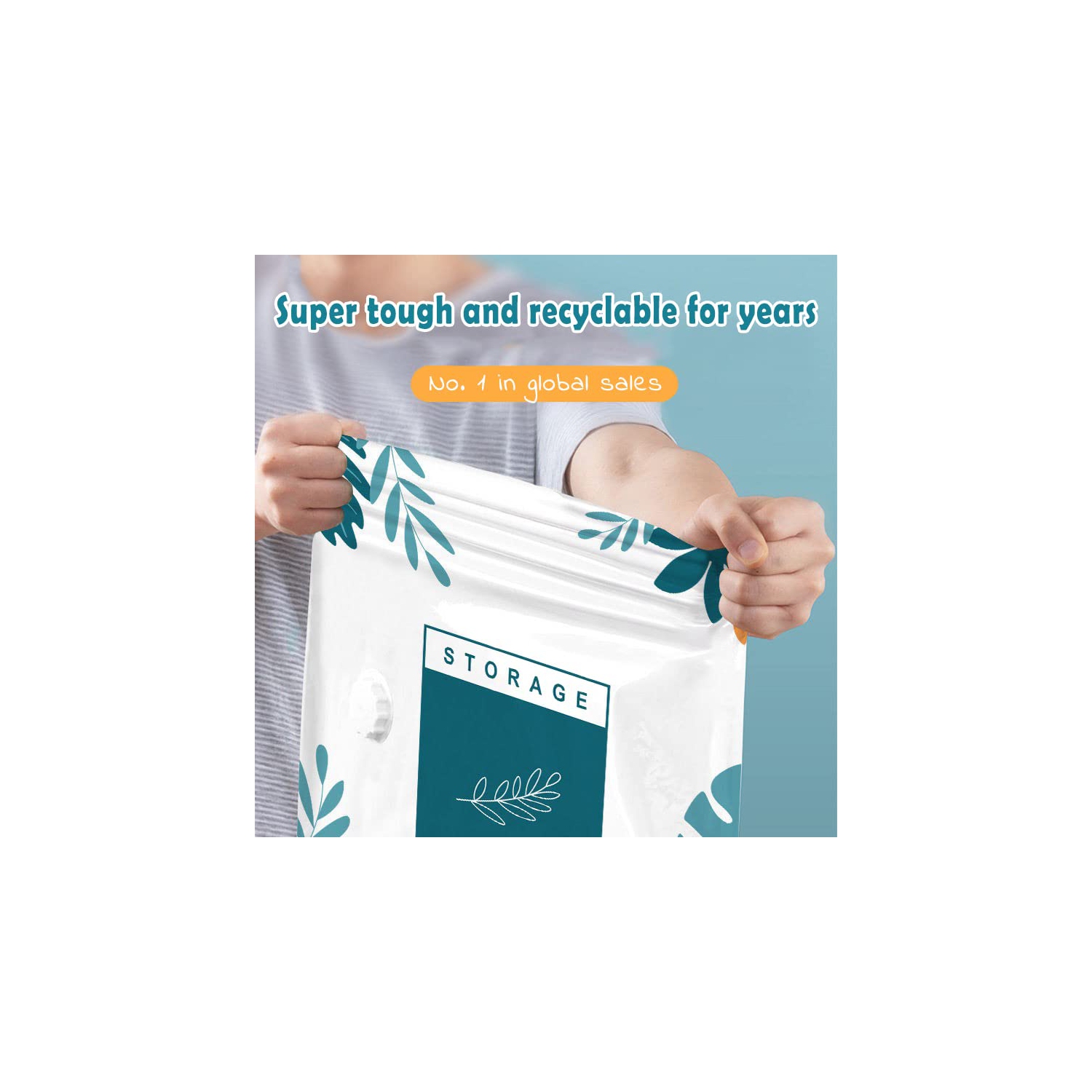 Vacuum Storage Bags Home Clothes Blanket Comforter Space Saver Vacuum Organization and Storage Bag, 6 Pack(2*LMS) with Hand Pump