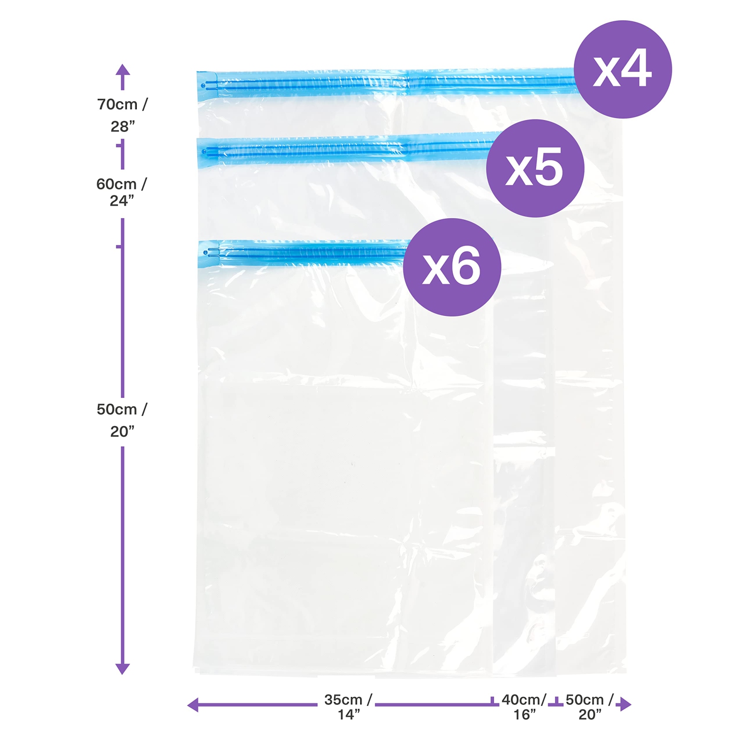 15 Premium Reusable Vacuum Storage Bags - Travel Roll Up Compression Bags, 3 Sizes - No Vacuum or Pump Needed - 75% More Space