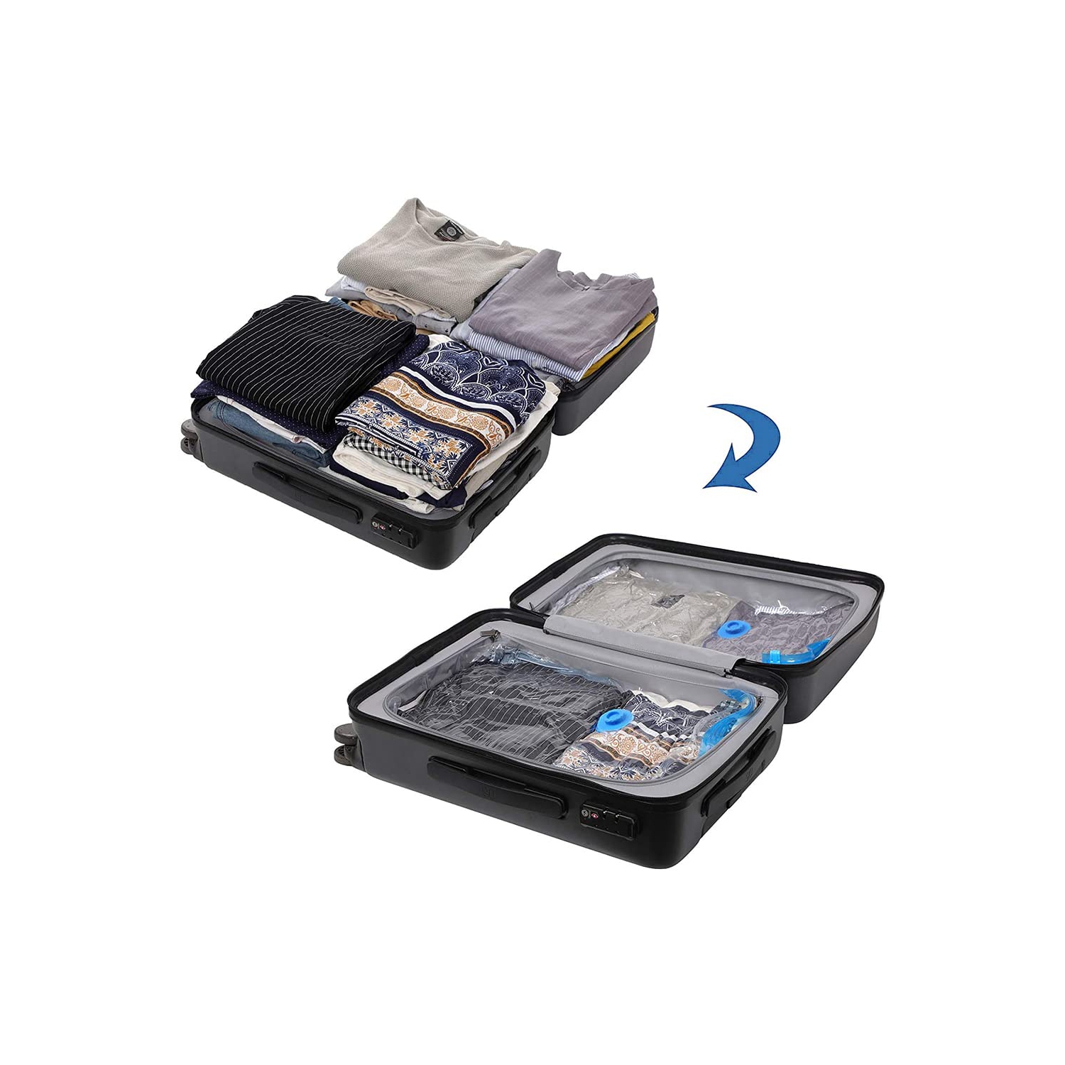 Vacuum Storage Bags, 10 Pack Reusable Space Bags with Free Hand Pump, Vaccumed Sealer Clothes Bags to Save 80% More Space for Pillows Clothes Duvets