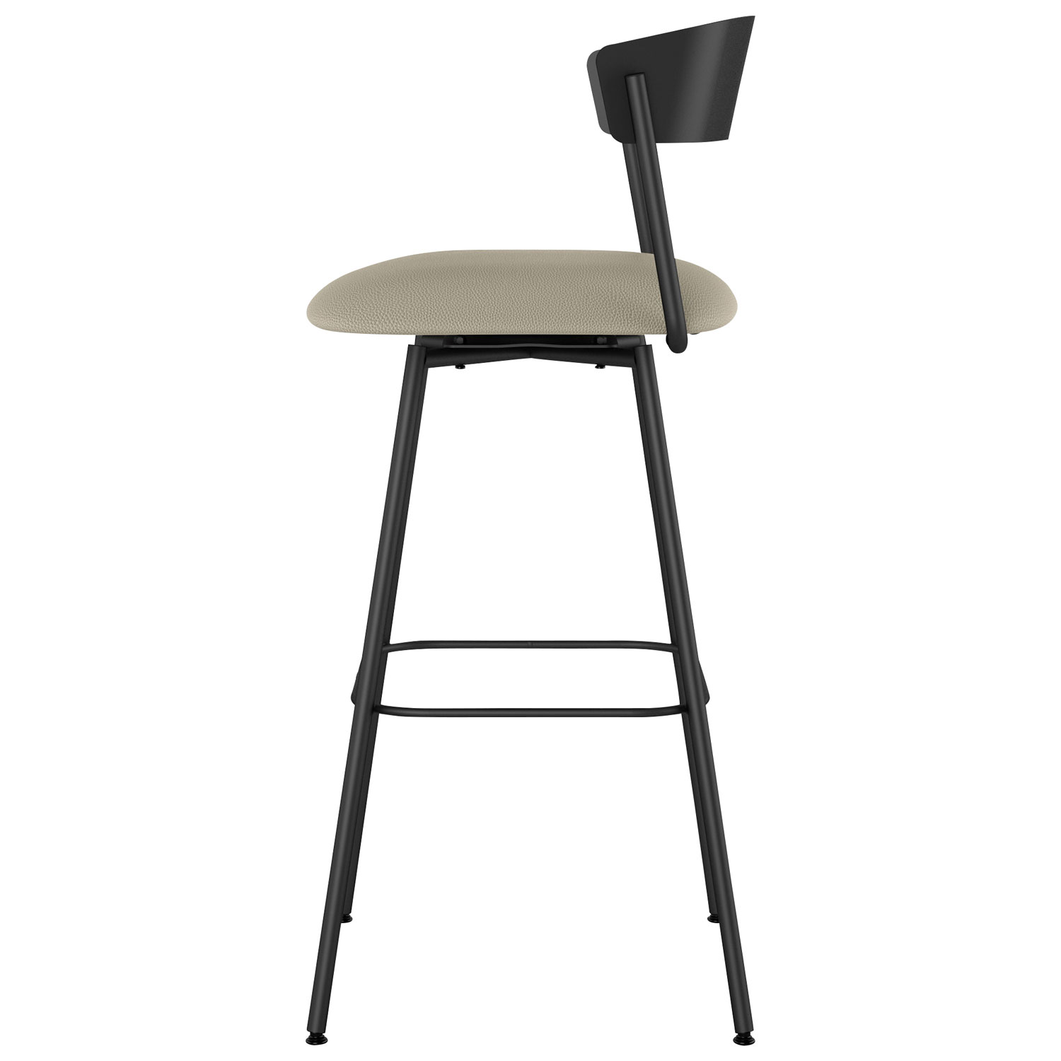 Tabouret de bar contemporain en similicuir à hauteur de comptoir Ludwig - Grège/Noir