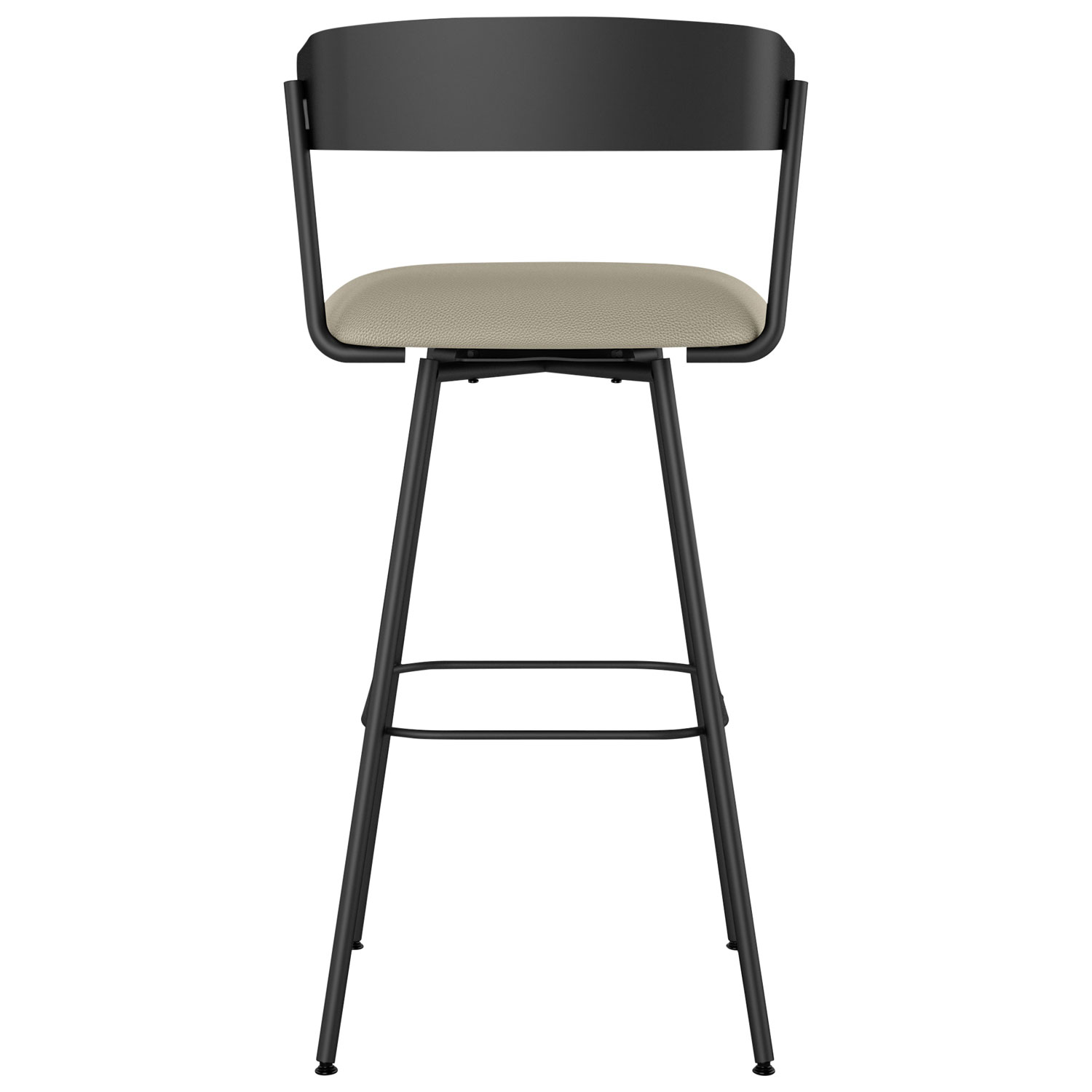 Ludwig Contemporary Faux Leather Bar Height Barstool - Greige/Black