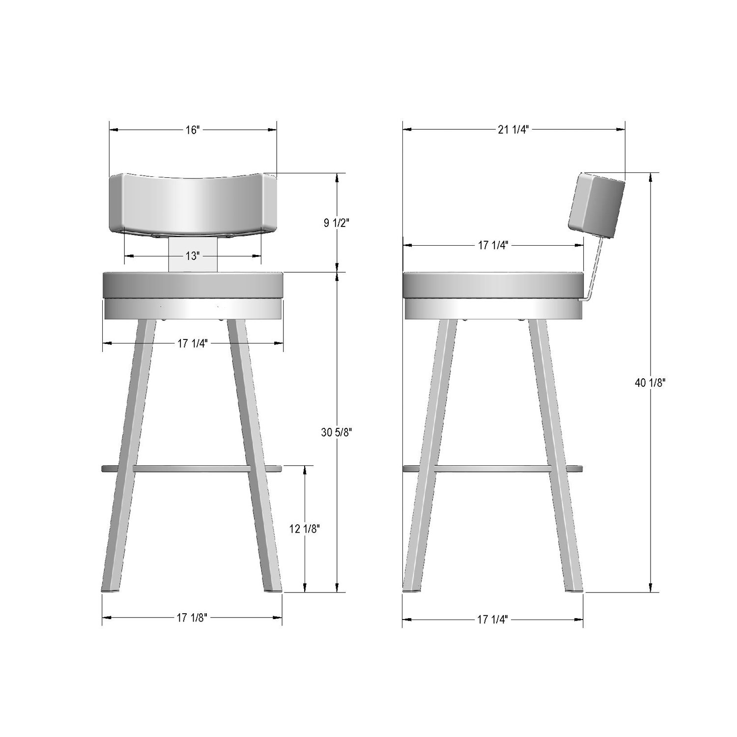 Tabouret de bar contemporain à hauteur de bar Morgan - Gris pâle/Noir