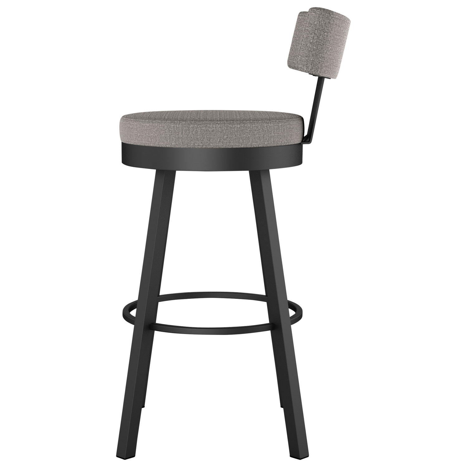 Tabouret de bar contemporain en polyester à hauteur de bar Morgan - Gris argenté/Noir