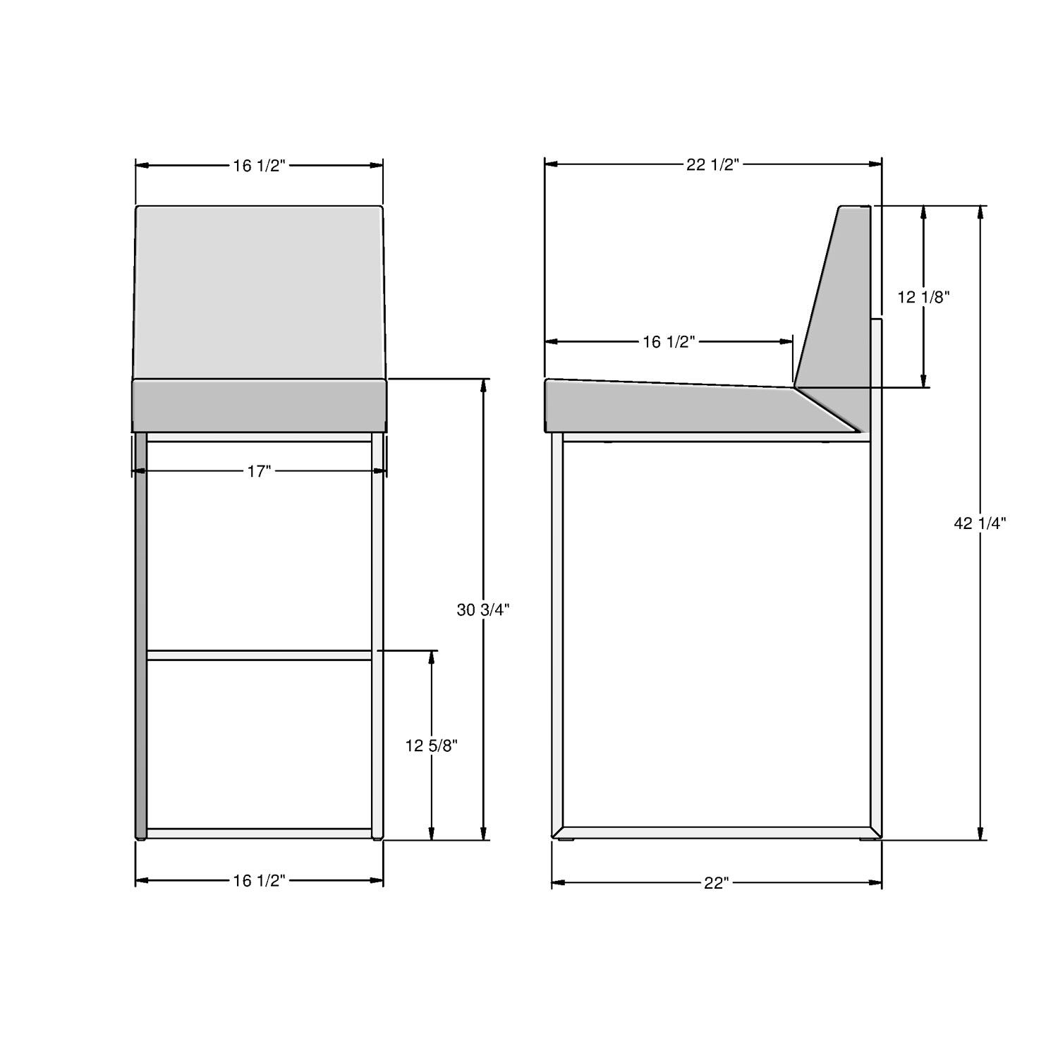 Derry Traditional Bar Height Barstool - Light Grey/Golden