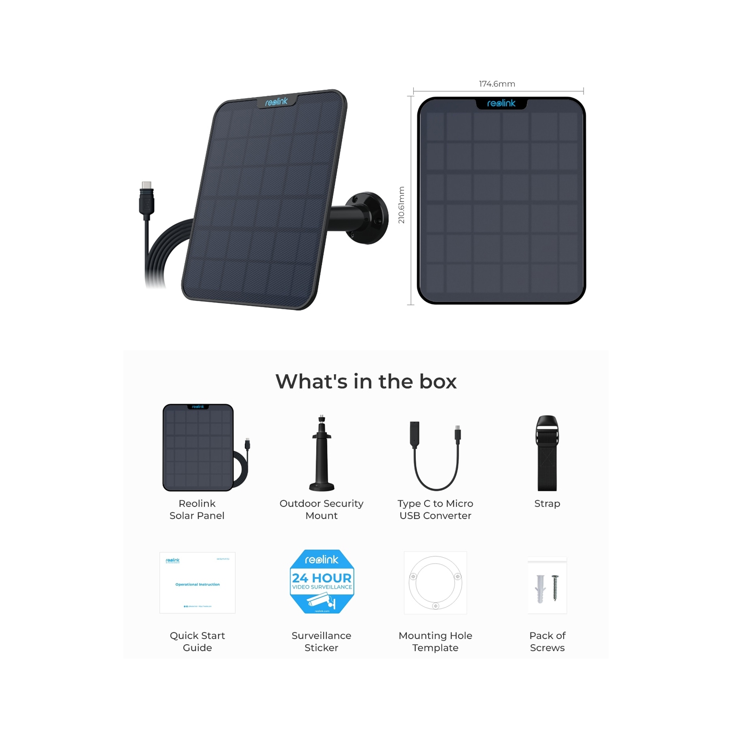 Panneau solaire 2 de Reolink pour TrackMix de Reolink, TrackMix LTE de Reolink, Duo 2 de Reolink, Duo 2 LTE de Reolink et PT Ultra d’Argus | Blanc