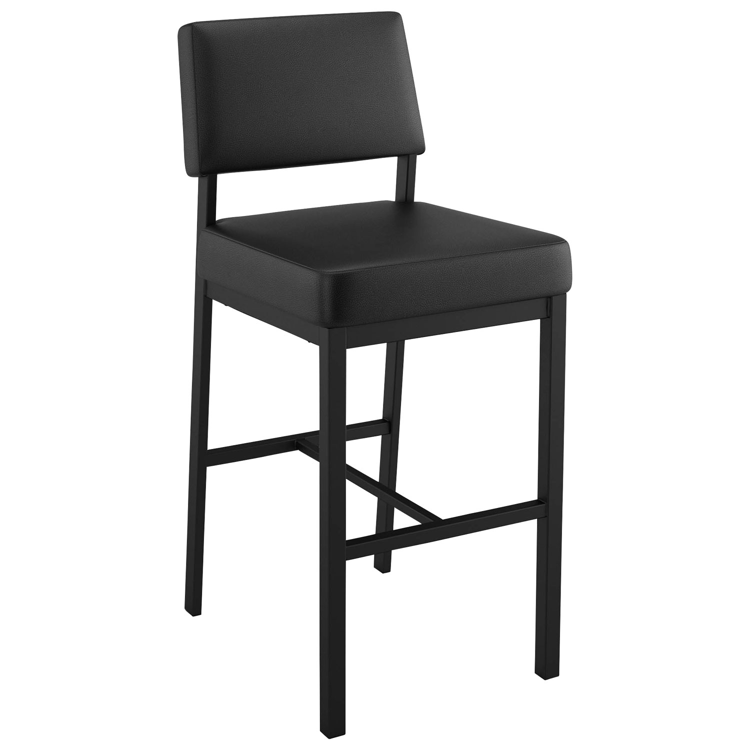 Avery Rustic Country Faux Leather Bar Height Barstool - Black