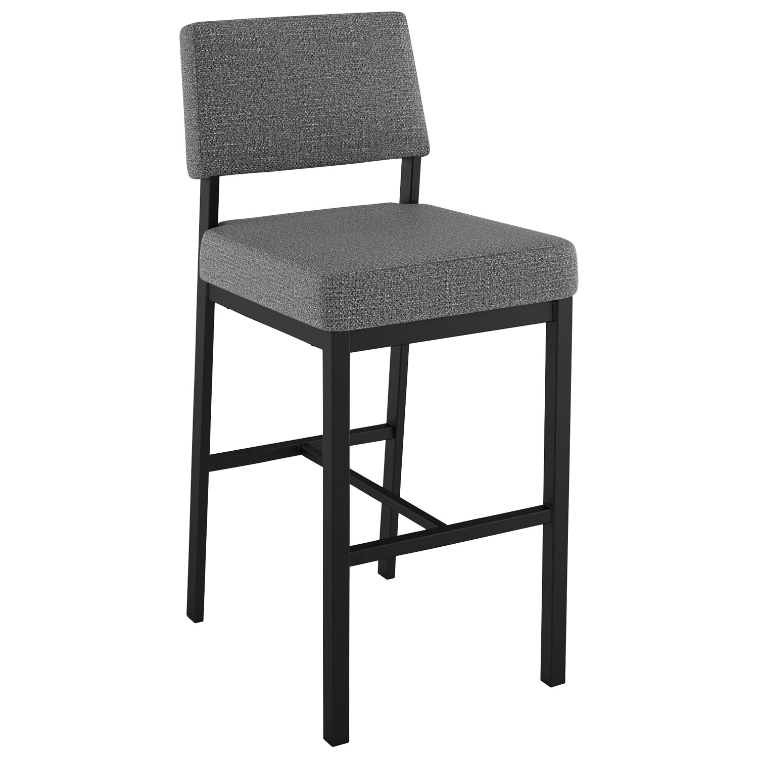 Avery Rustic Country Bar Height Barstool - Grey Woven/Black