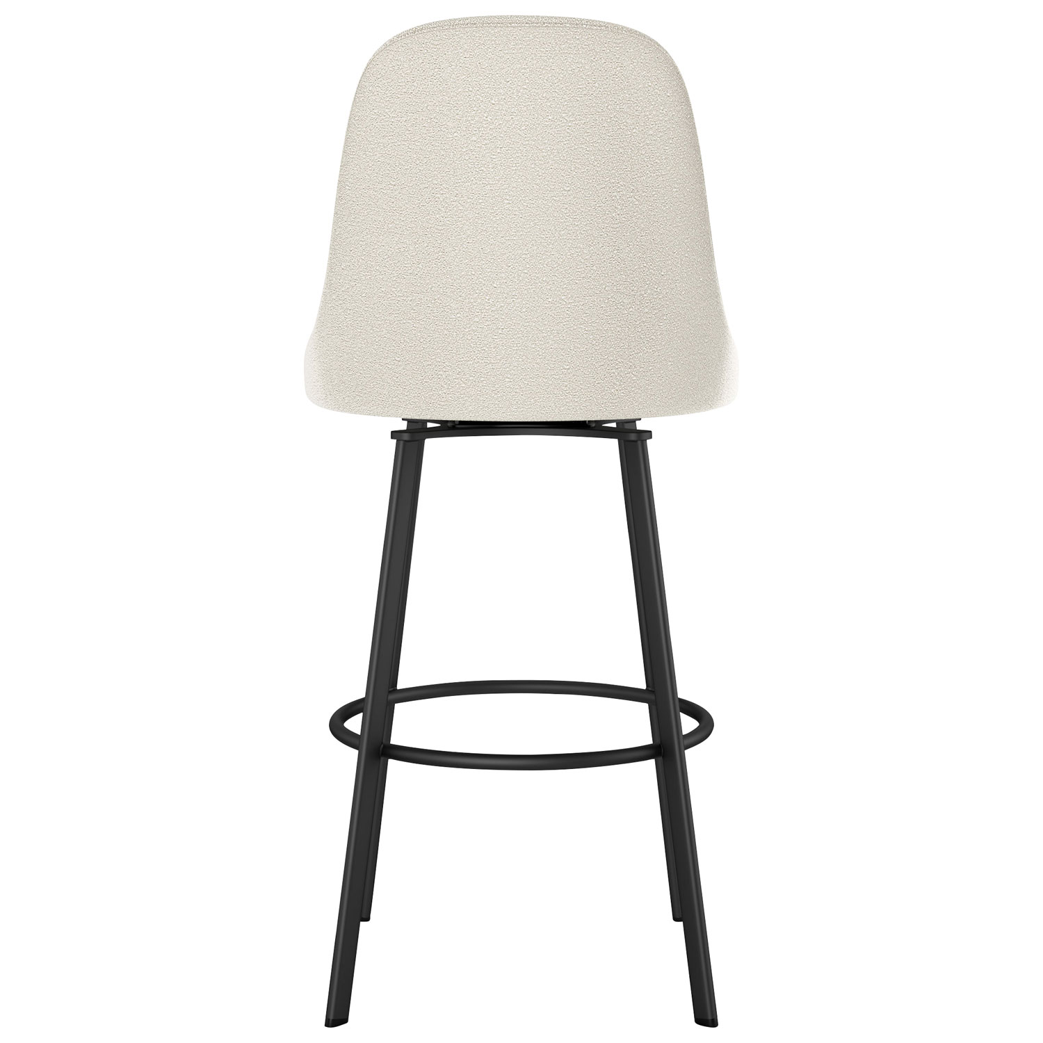 Tabouret de bar contemporain en polyester à hauteur de comptoir Harper - Tissu bouclé crème/Noir