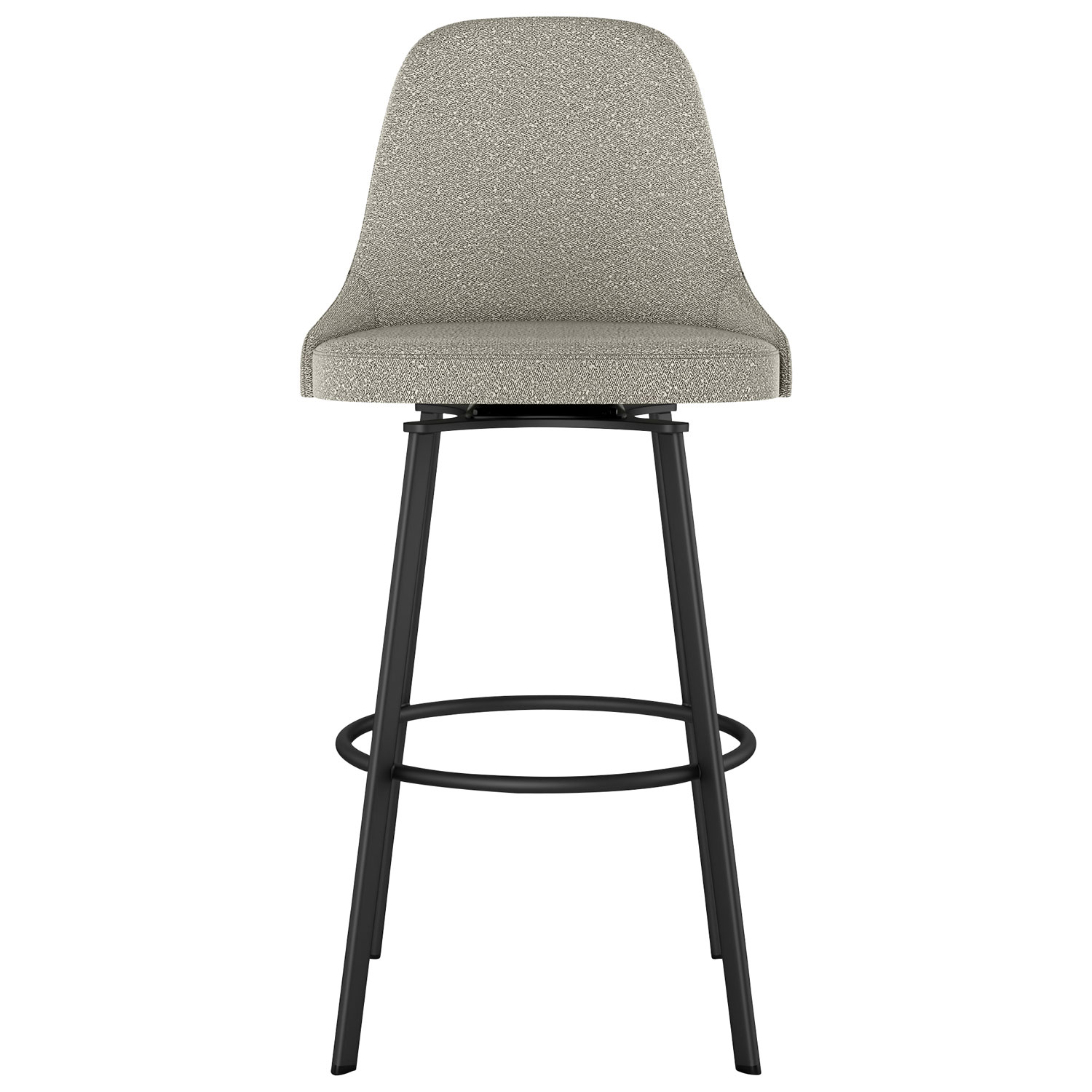 Tabouret de bar contemporain en polyester à hauteur de bar Harper - Tissu bouclé gris-beige/Noir