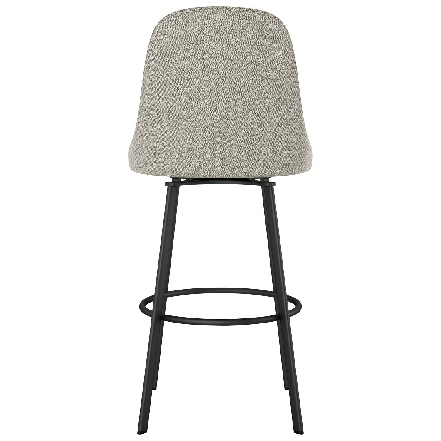 Tabouret de bar contemporain en polyester à hauteur de bar Harper - Tissu bouclé gris-beige/Noir