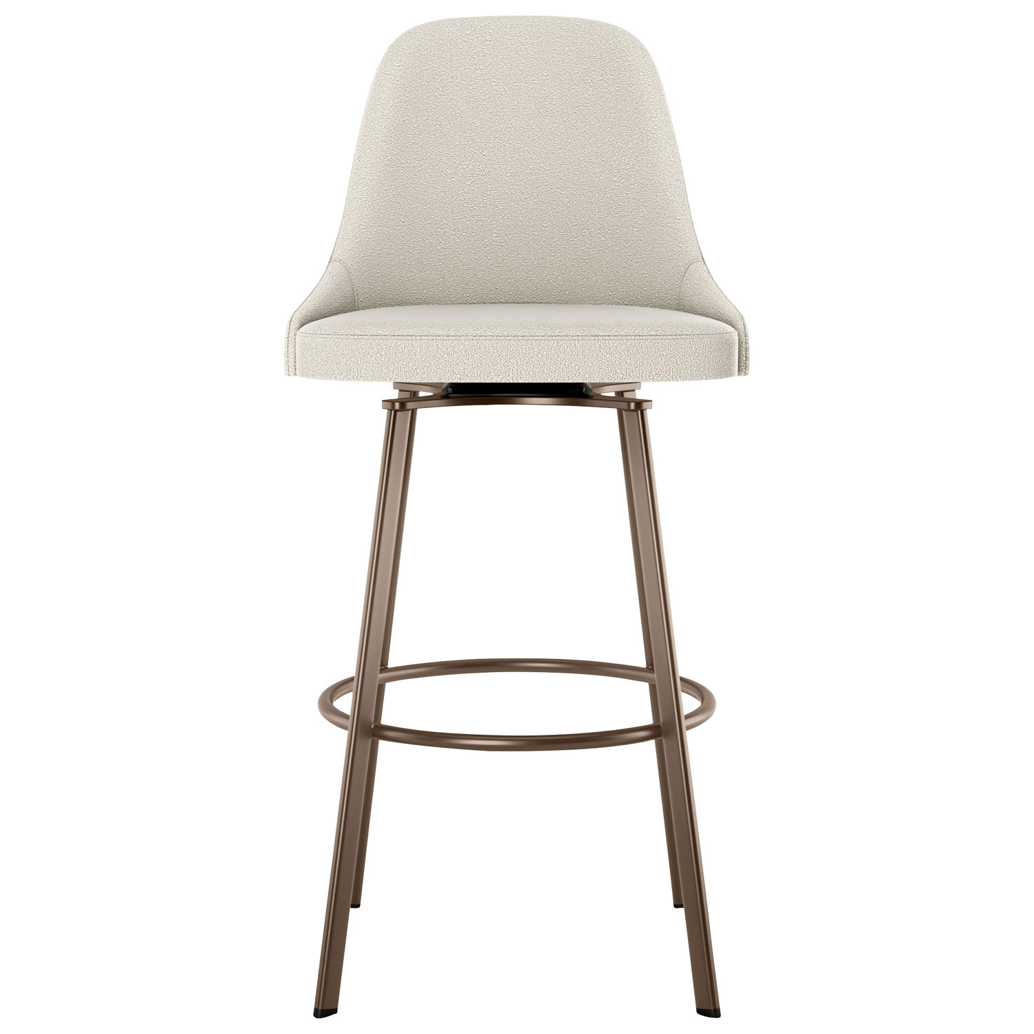 Tabouret de bar contemporain à hauteur de bar Harper - Tissu bouclé crème/Bronze