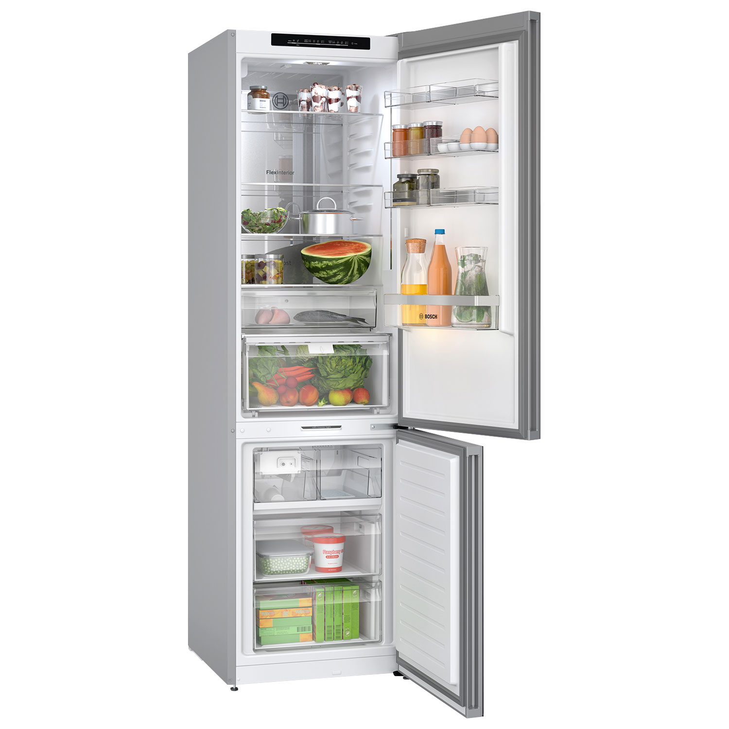 Bosch 25" 12.8 Cu. Ft. Bottom Freezer Refrigerator with Water Dispenser - White Glass