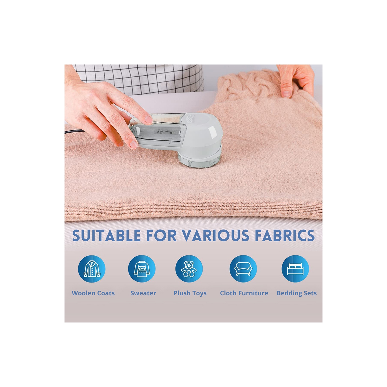 Fabric Lint Shaver Fuzz Remover, 3 Adjustable Shave Heights for Wool Sweaters and Delicate Fabric with 1.8M USB Cable (Gray)