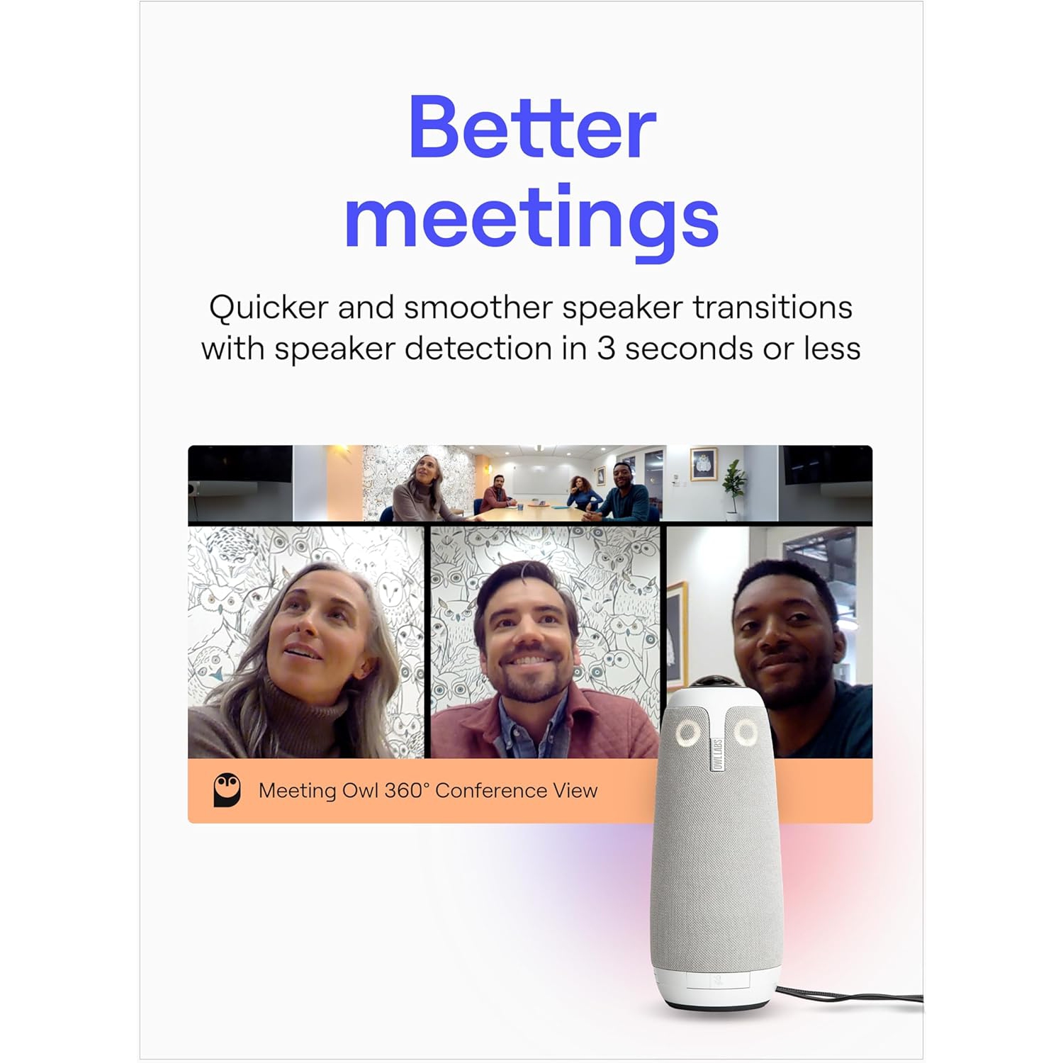 Owl Labs Meeting Owl 3 Huddle Camera and Speaker-