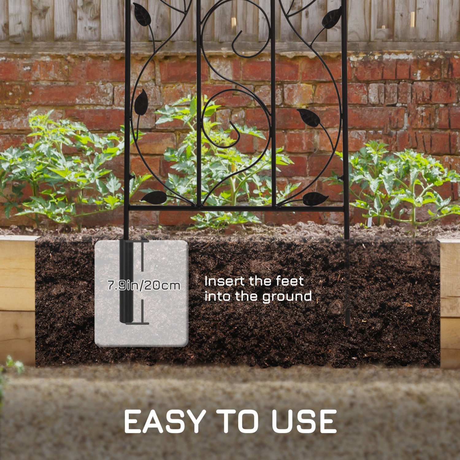 Outsunny Lot de 2 treillis de jardin pour plantes grimpantes, panneaux de grille en métal d'extérieur avec oiseaux et feuilles, pour roses, fleurs de