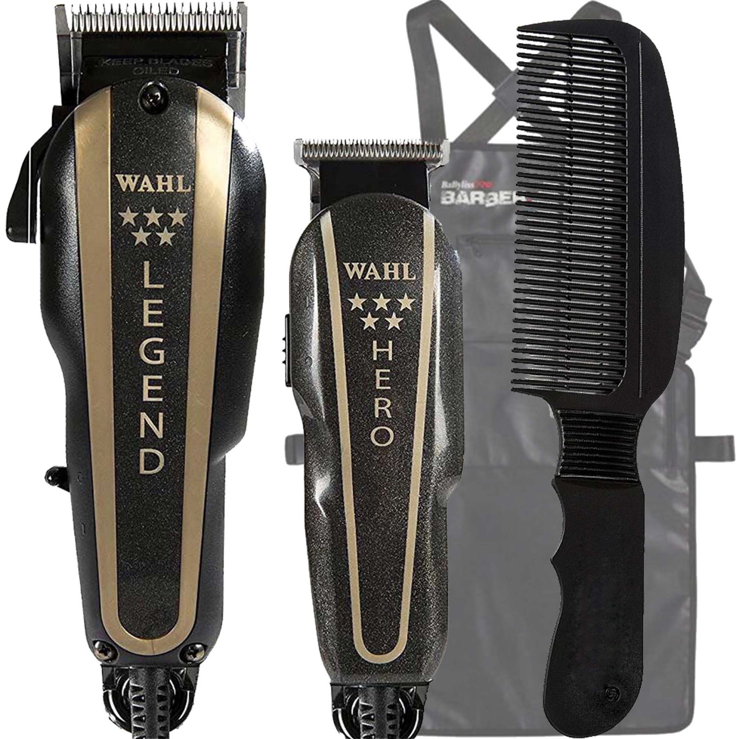 Wahl Professional Trimmer HERO & Hair Clipper LEGEND 5 Star Combo + Apron + Comb