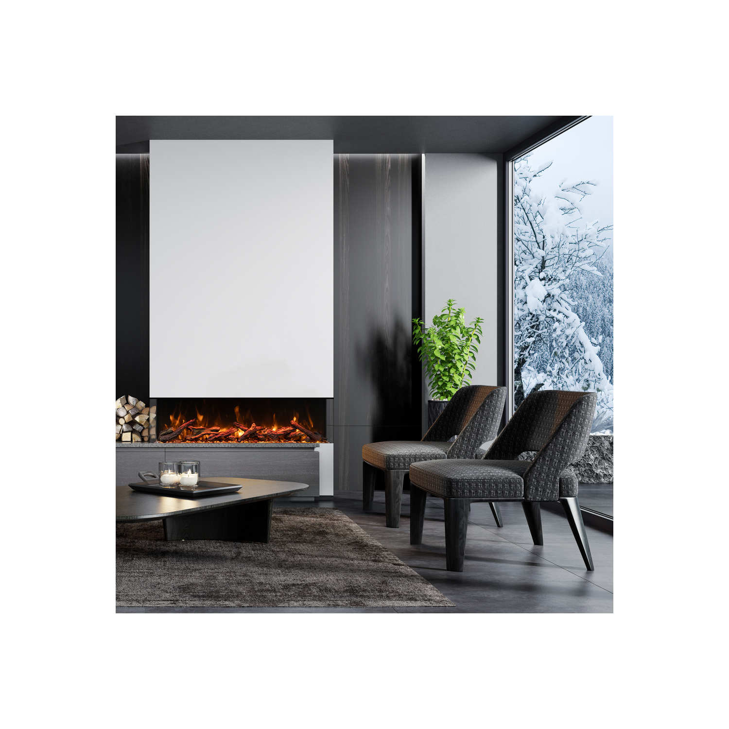 Foyer électrique intelligent de 60 po de profondeur Tru View XL