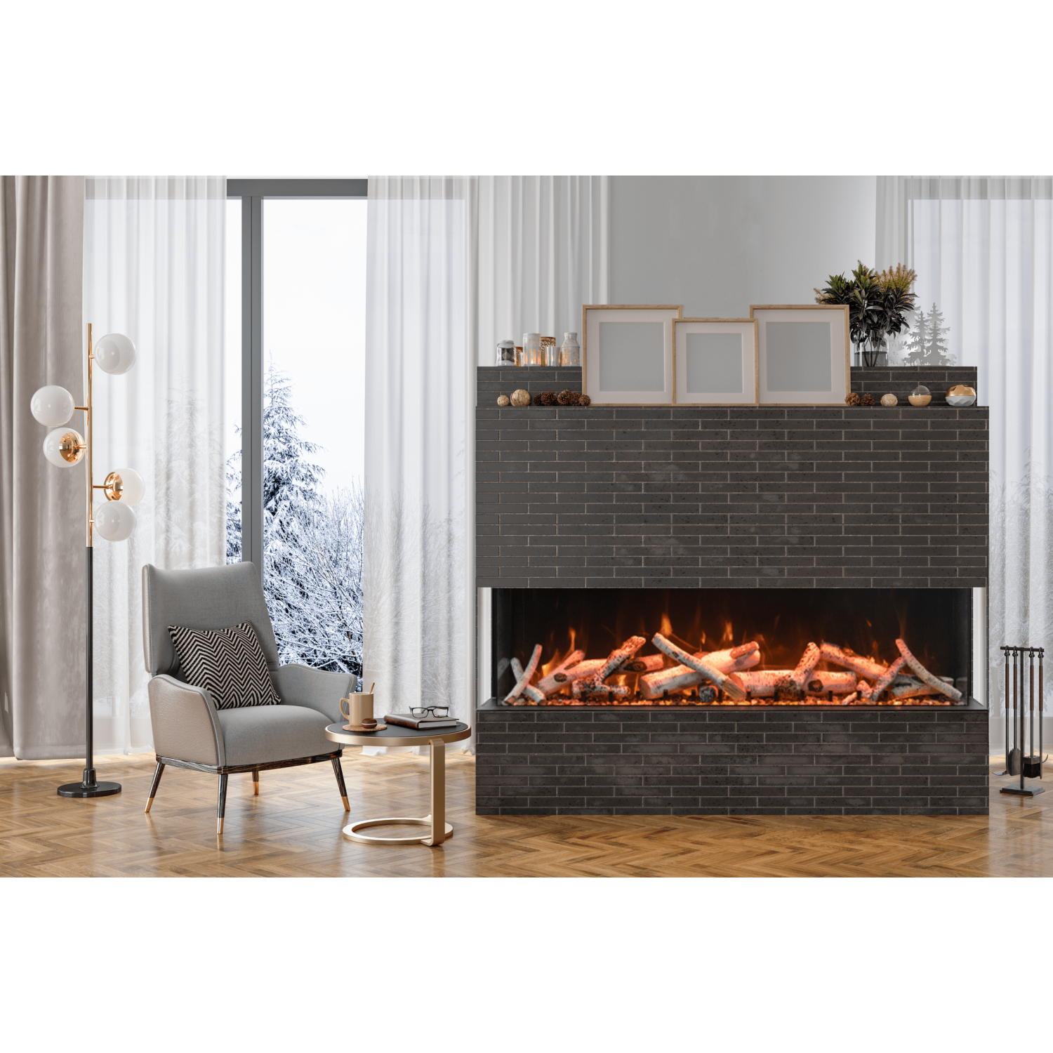 Le foyer électrique intelligent de 50 po de profondeur XL de Tru View est offert avec les trousses multimédias Driftwood, Birch ou Rustic Log OU AVEC