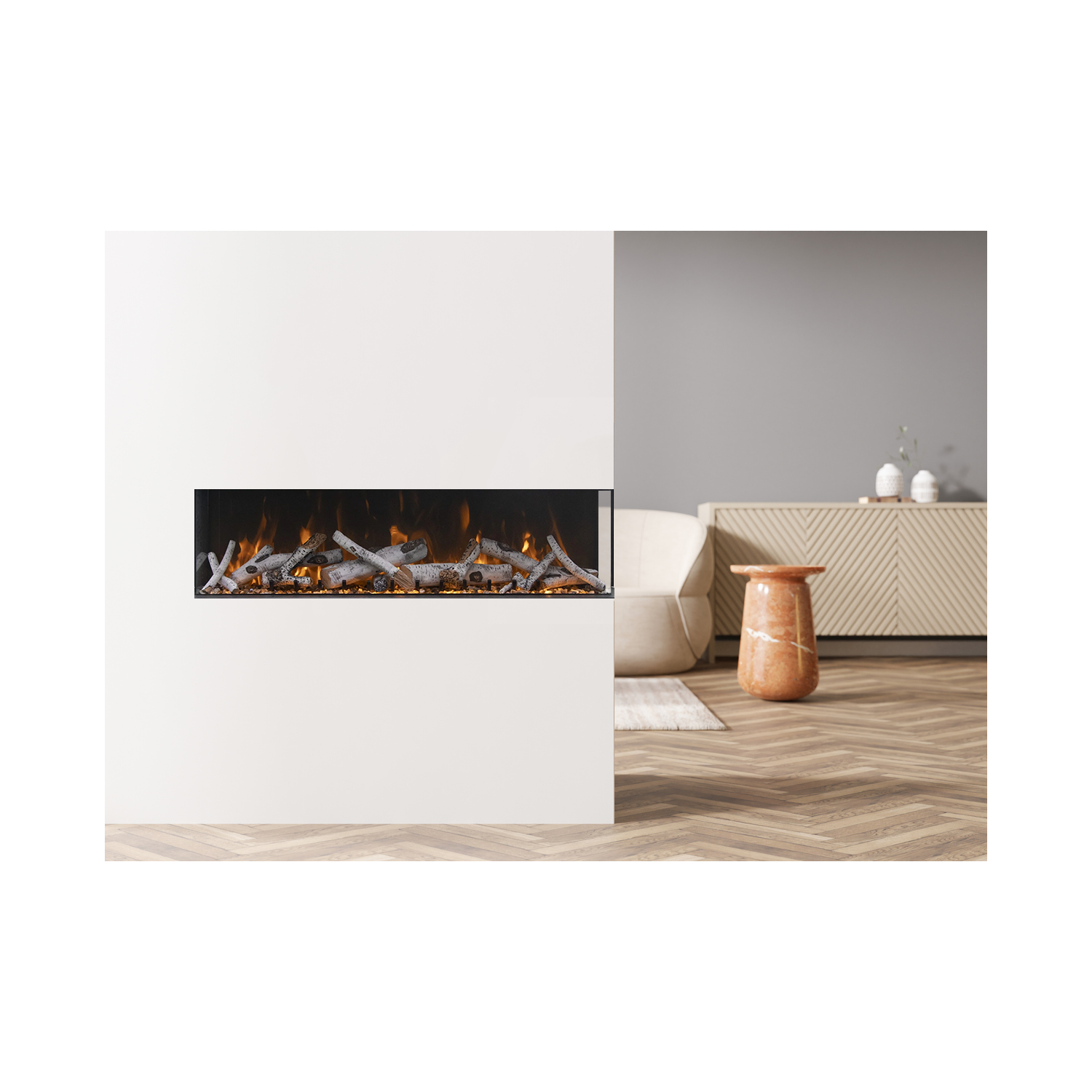 Le foyer électrique intelligent de 50 po de profondeur XL de Tru View est offert avec les trousses multimédias Driftwood, Birch ou Rustic Log OU AVEC