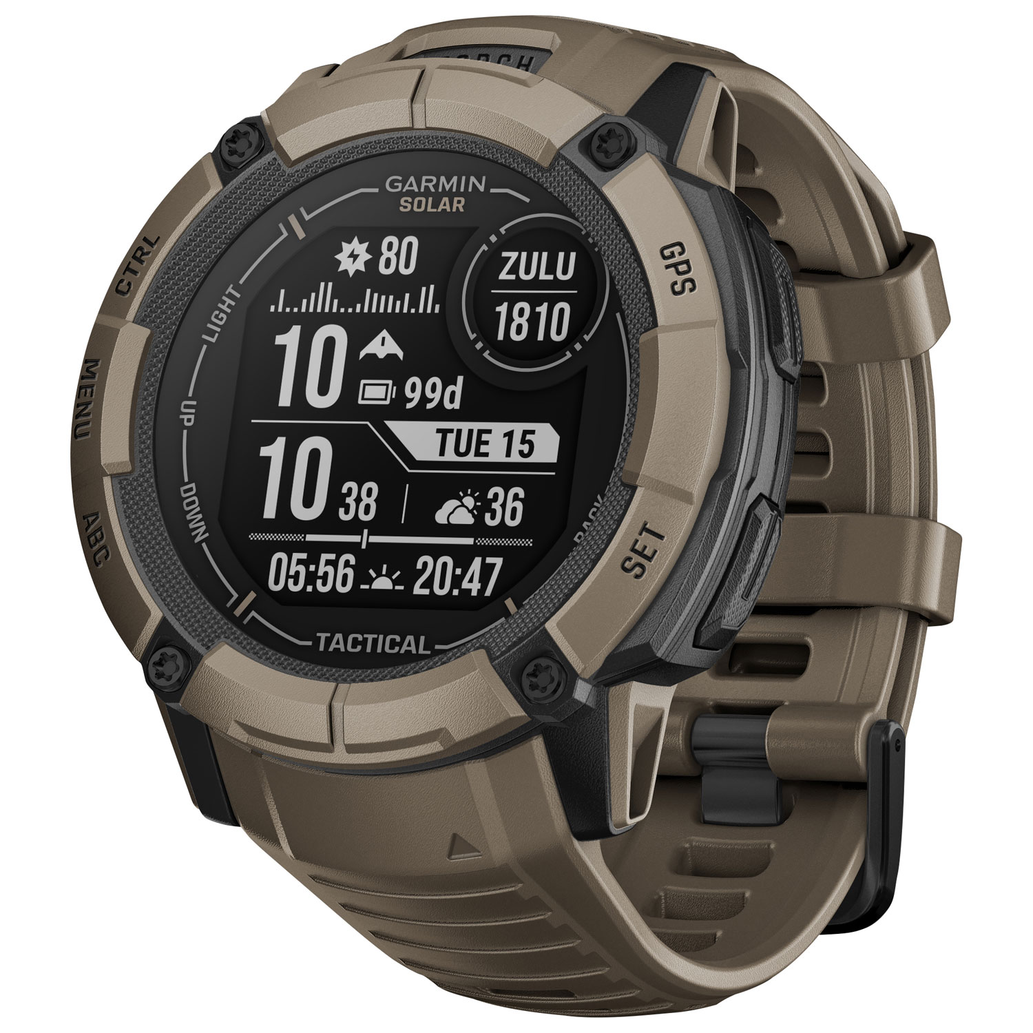 Garmin Instinct 2X Solar Tactical Edition 53mm GPS Watch with Heart Rate Monitor - Coyote Tan