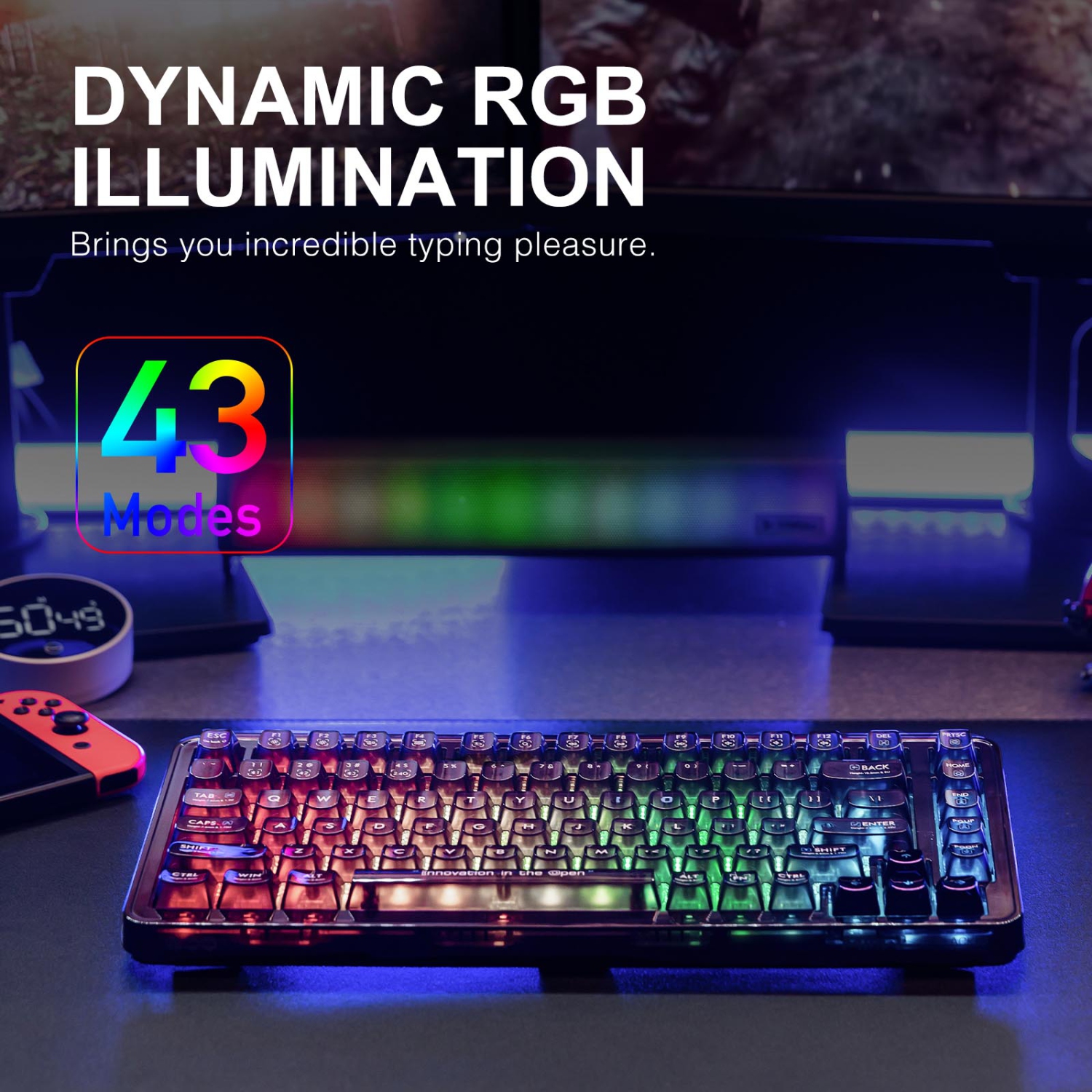 XIAOMI MIIIW BLACK IO 83 Keys Custom Mechanical Gaming Keyboard, Space Purple