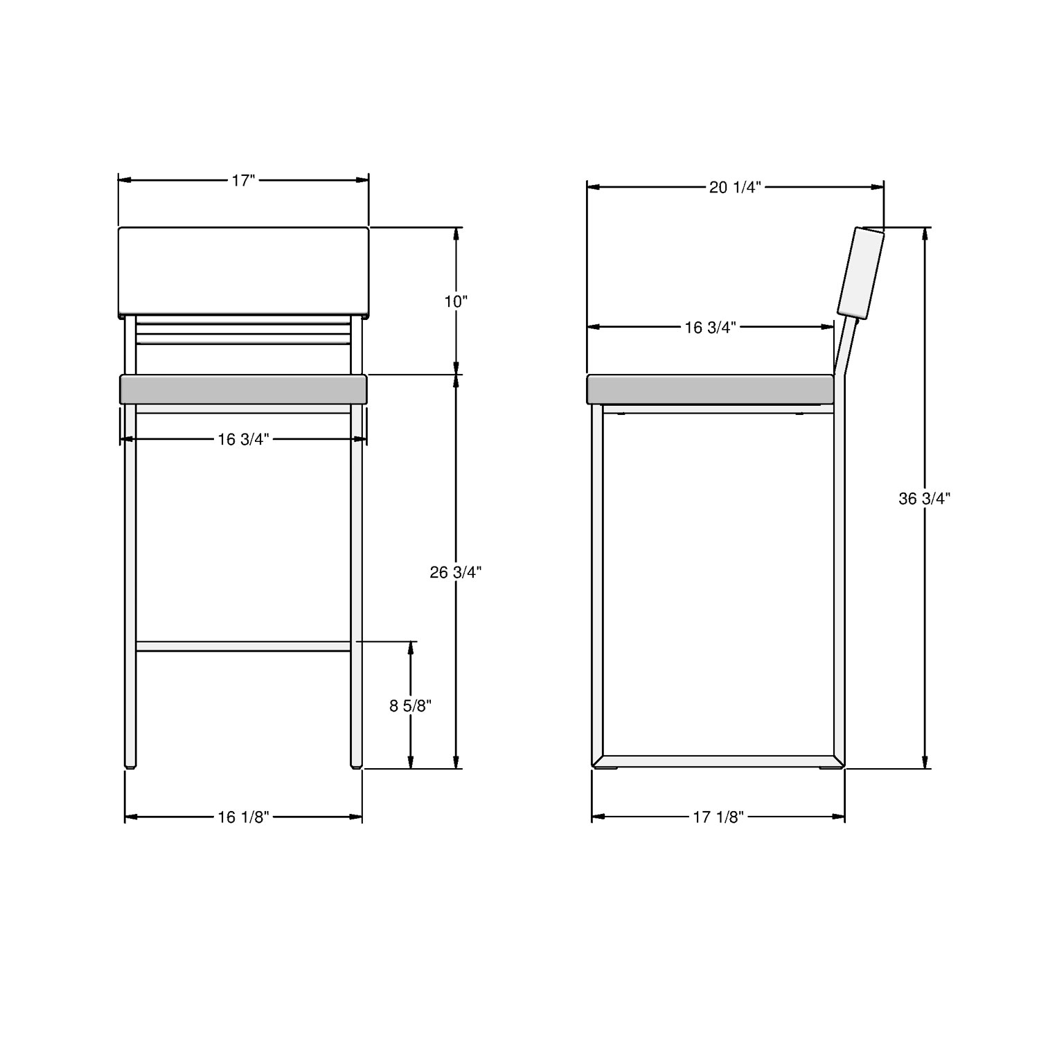 Tabouret de bar contemporain à hauteur de comptoir Everly - Bleu/Noir