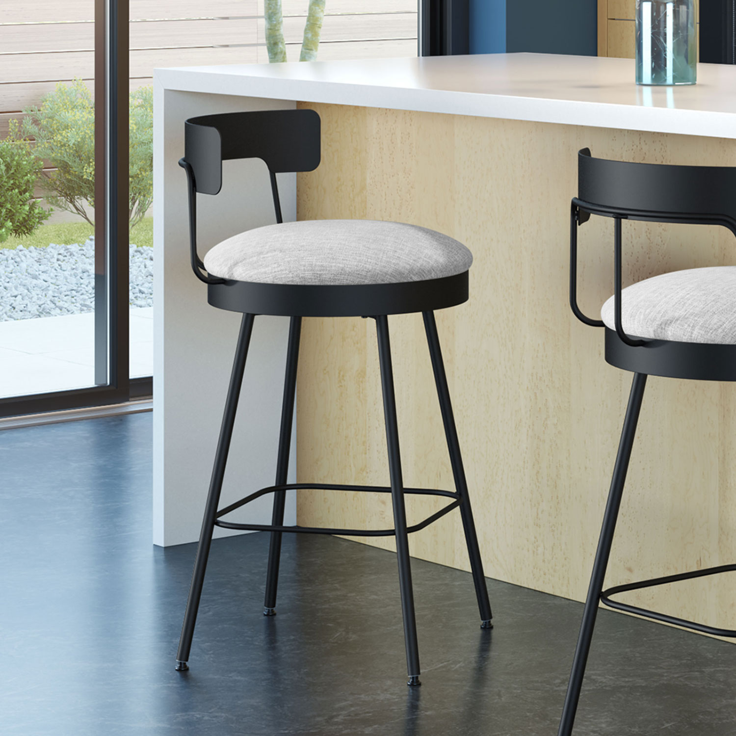 Monza Contemporary Counter Height Barstool - Grey White/Black