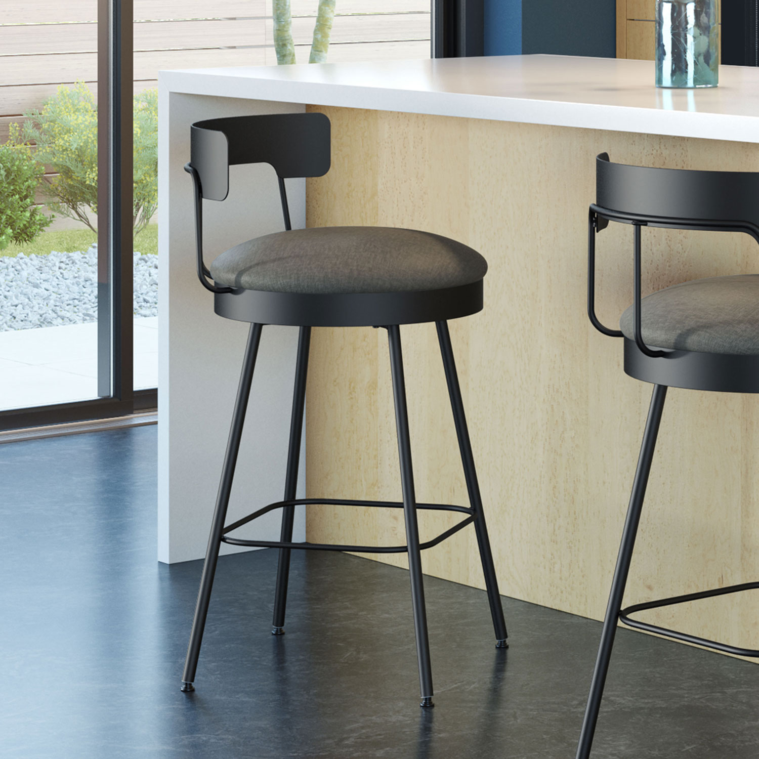 Monza Contemporary Counter Height Barstool - Dark Grey/Black
