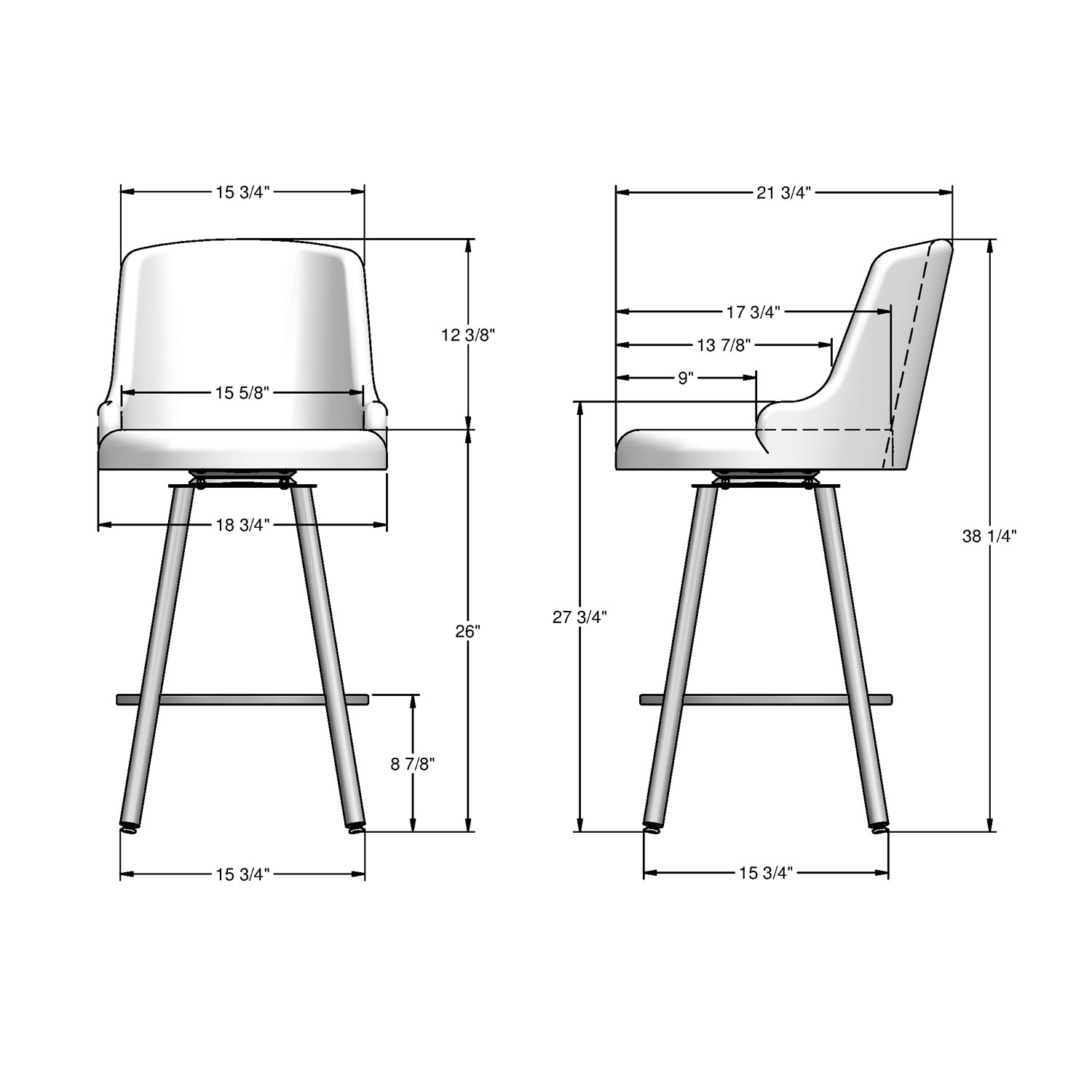 Kelsea Traditional Counter Height Barstool - Silver Grey/Black