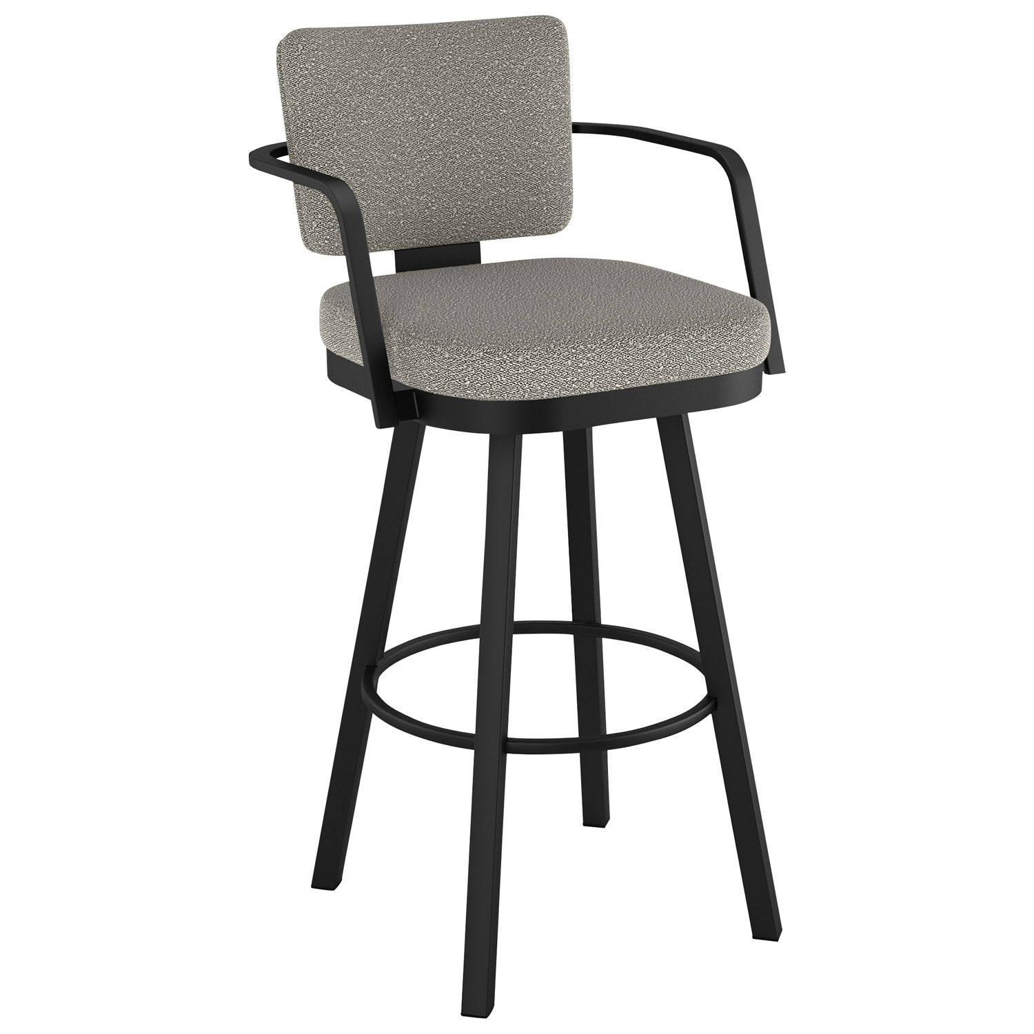 Thea Rustic Country Bar Height Barstool - Beige Grey Boucle/Black