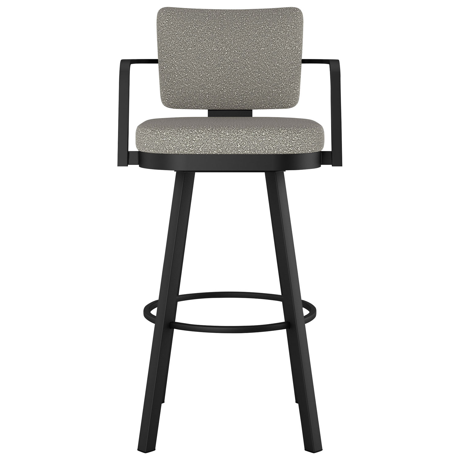 Tabouret de bar rustique à hauteur de bar Thea - Tissu bouclé gris-beige/Noir
