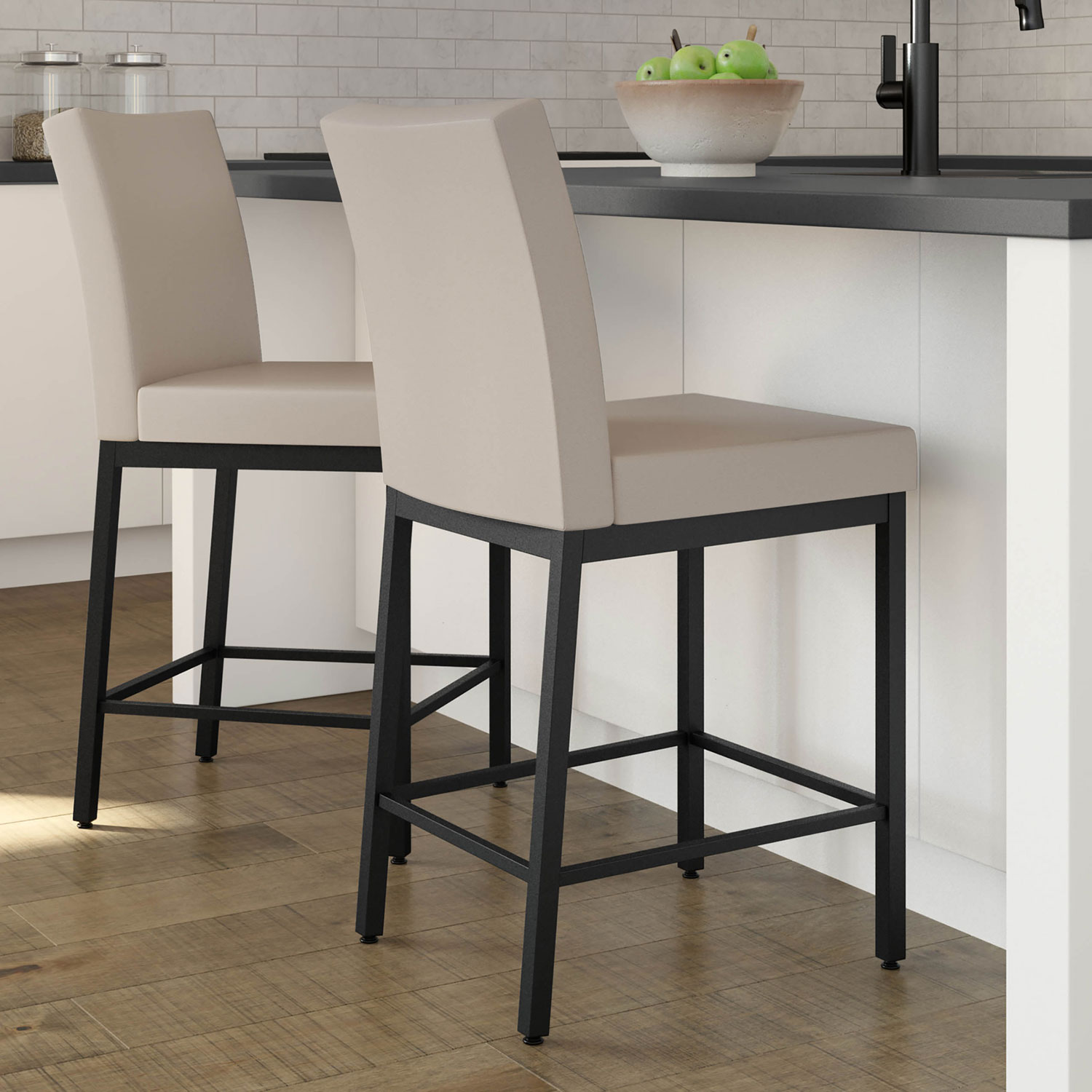 Perry Traditional Counter Height Barstool - Cream/Black