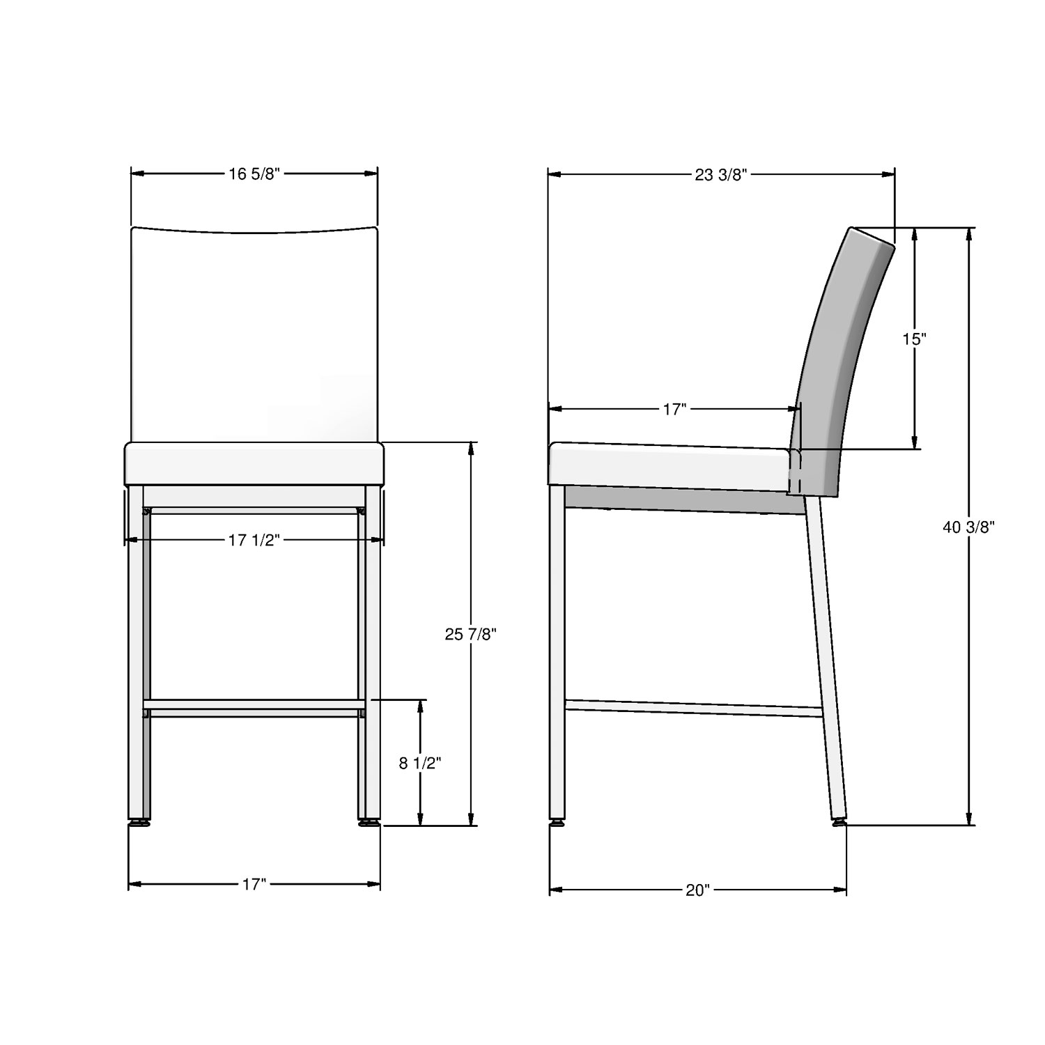 Tabouret de bar traditionnel à hauteur de comptoir Perry - Gris tissé/Noir