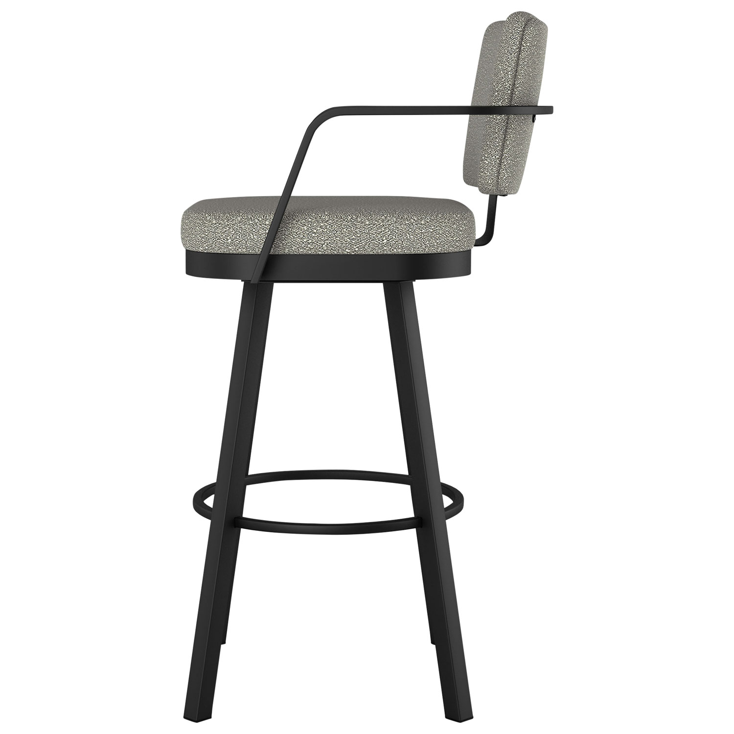 Tabouret de bar rustique à hauteur de comptoir Thea - Tissu bouclé gris-beige/Noir