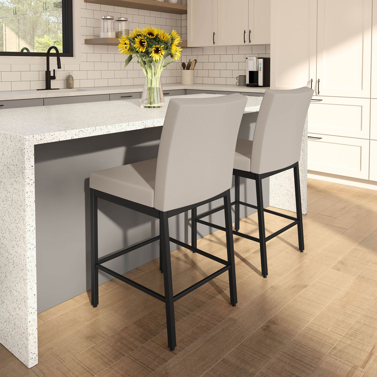 Perry Plus Traditional Counter Height Barstool - Cream/Black