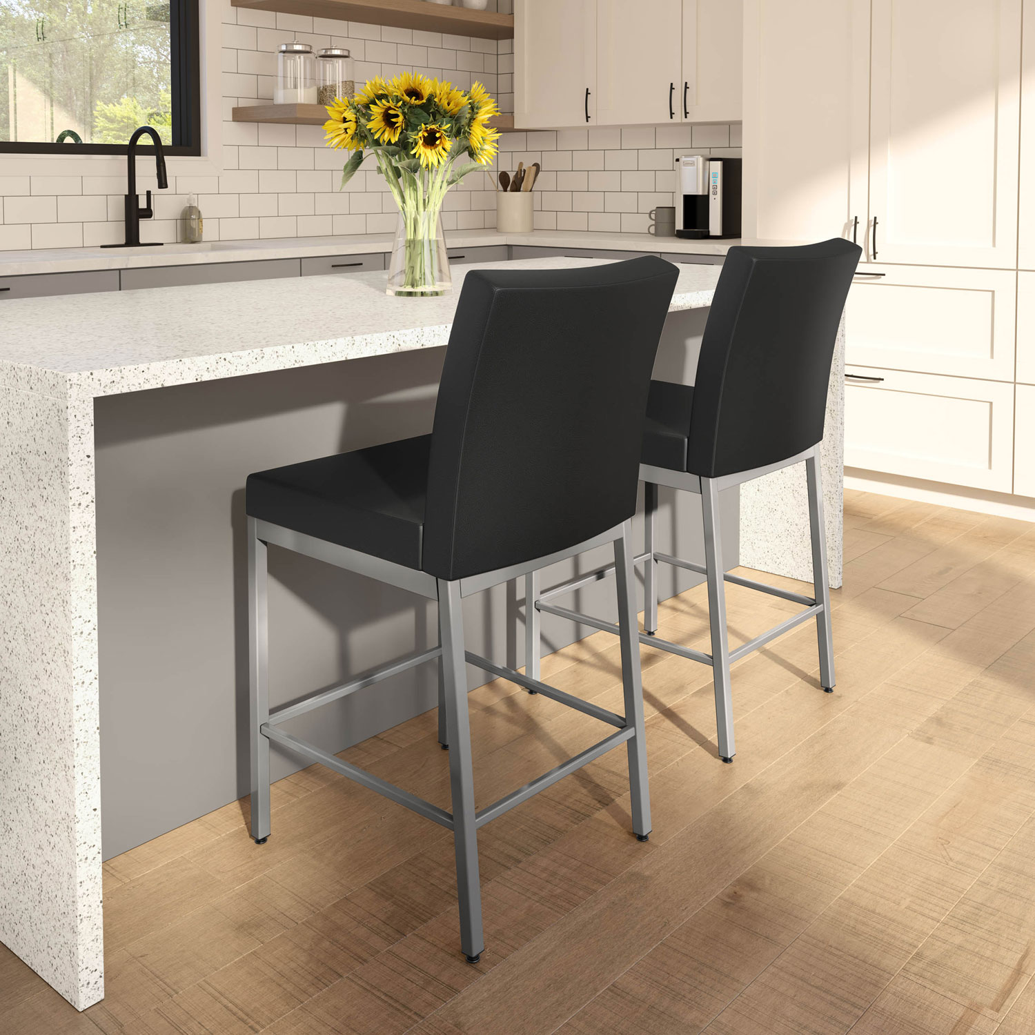 Perry Plus Traditional Counter Height Barstool - Black/Grey