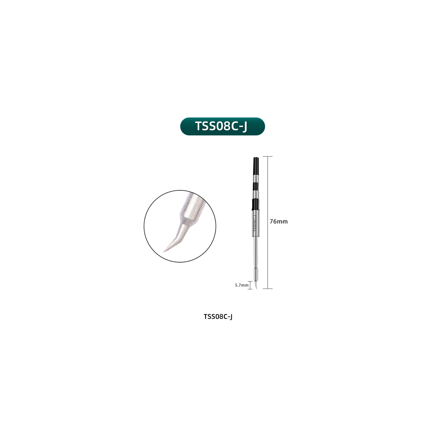Replacement Soldering Iron Handle Tip Replacement (Curved Tip) Compatible With Quick Q8 Soldering Station (Quick Model # TSS08C-J)