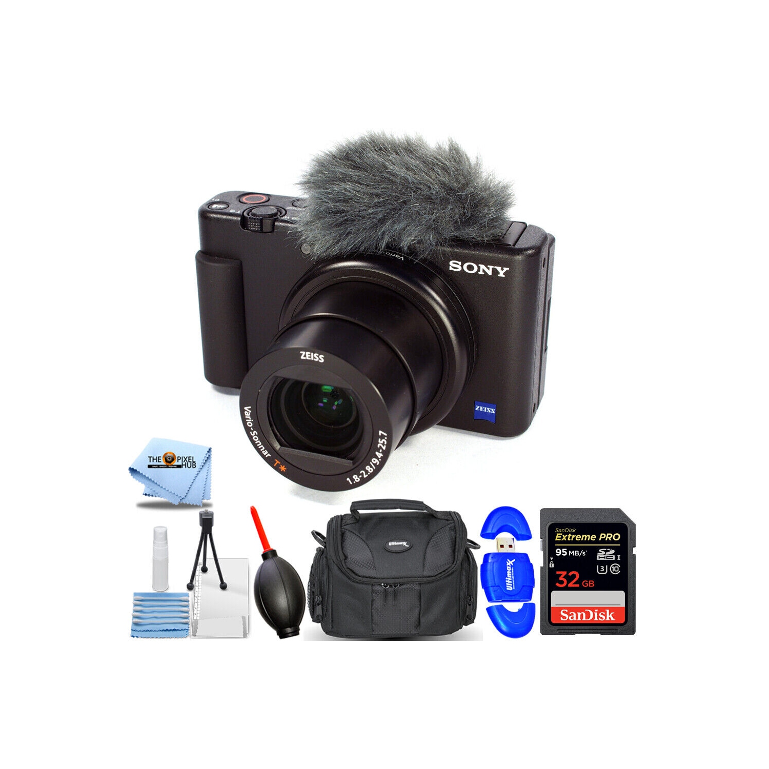 Sony ZV-1 20.1MP/4K Compact Vlog Digital Camera (Black) - Essential 32GB Bundle