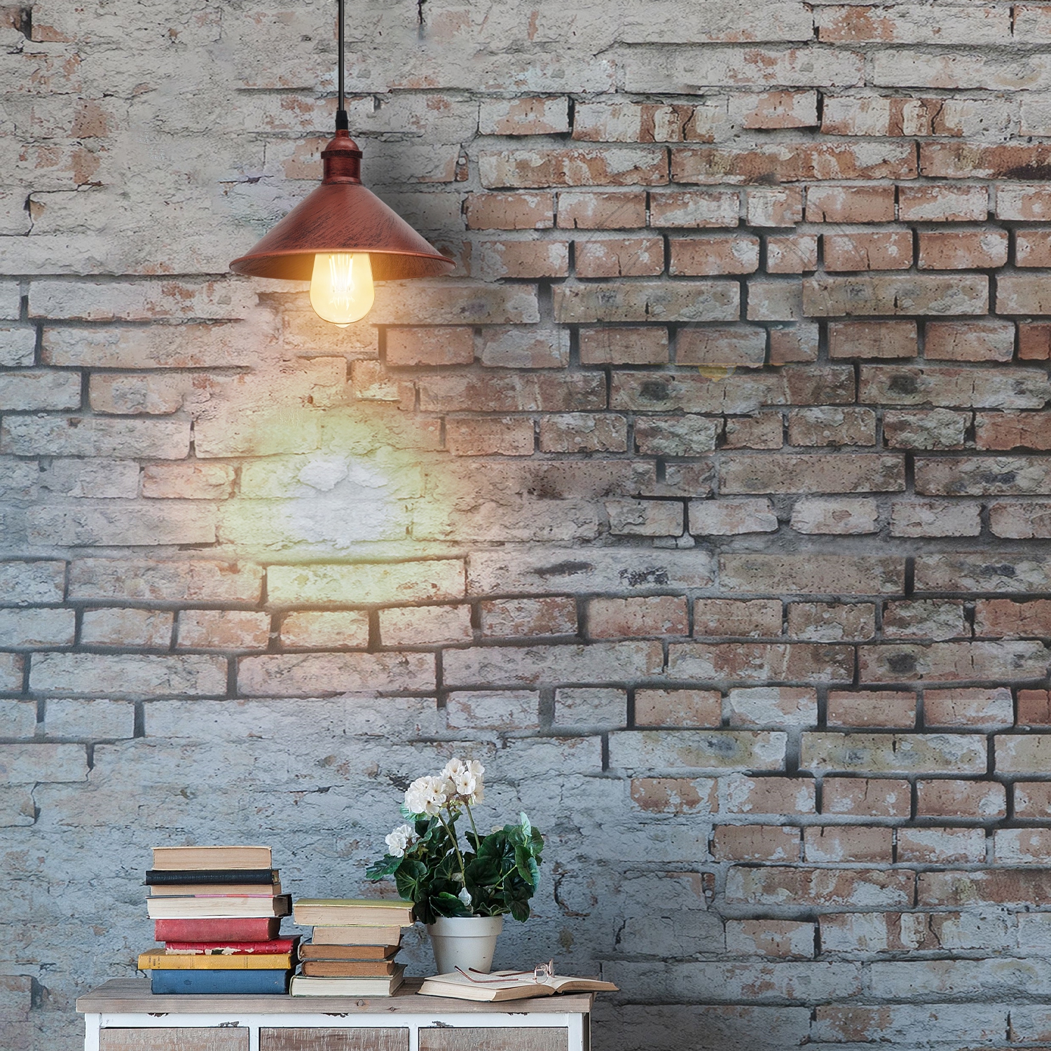 Relicelectrical Vintage Rustic Red Ceiling Pendant Hanging Light